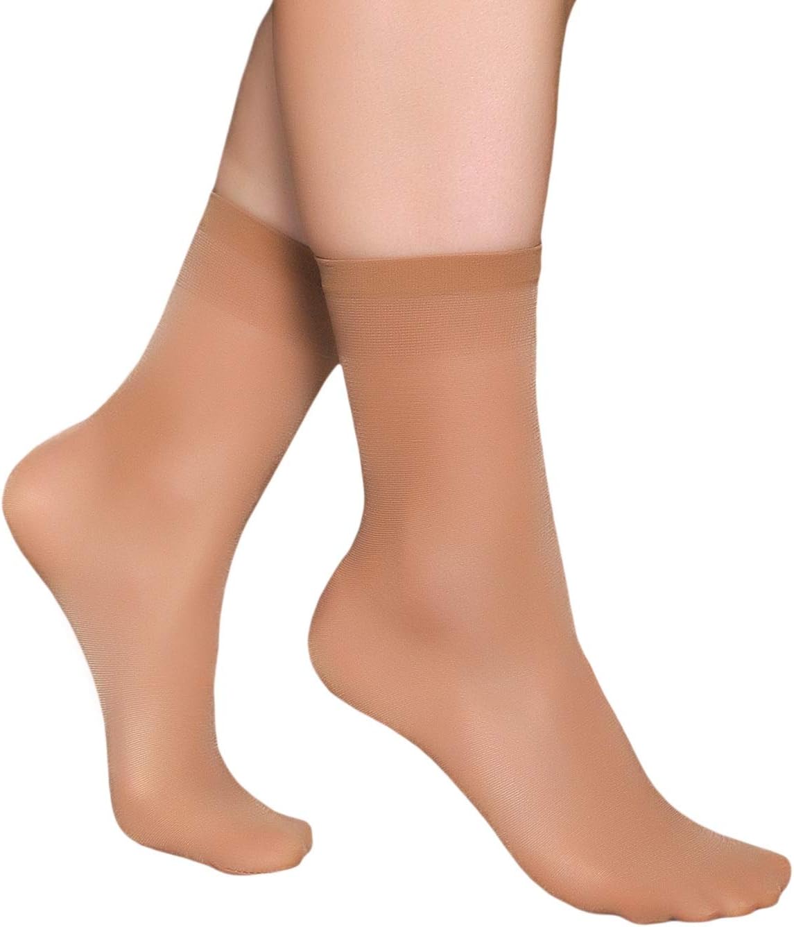Pioni Women's 5 Pairs Nylon socks for women Ankle High Sheer Socks Tights Hosiery Crew Stocking
