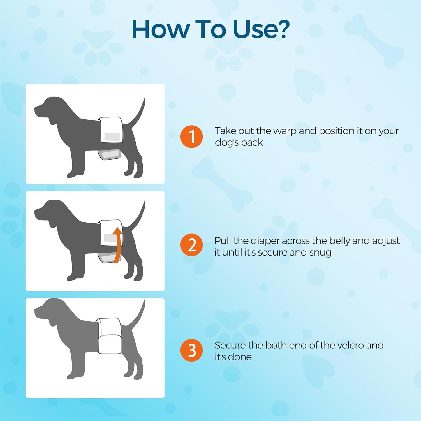 Male Dog Wrap, Disposable Dog Diapers, 40 Count, XS (Waist 10.6”-16.6”), Wetness Indicator, Ultra Protection, Leak Proof, Super Absorbent, Soft