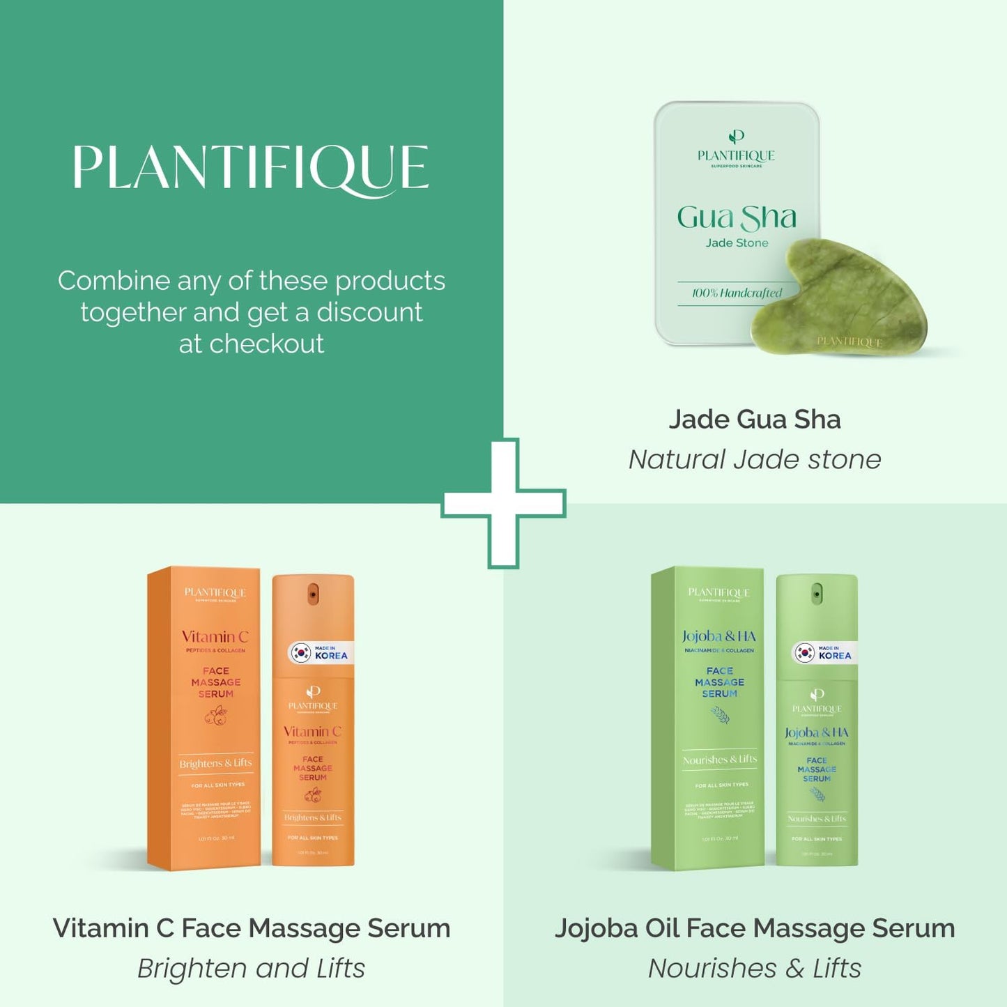 PLANTIFIQUE Gua Sha Facial Tools | Gifts | Massage Tool | Jawline Sculptor | Face Sculpting Tool for Your Skin Care Routine | Jade Guasha