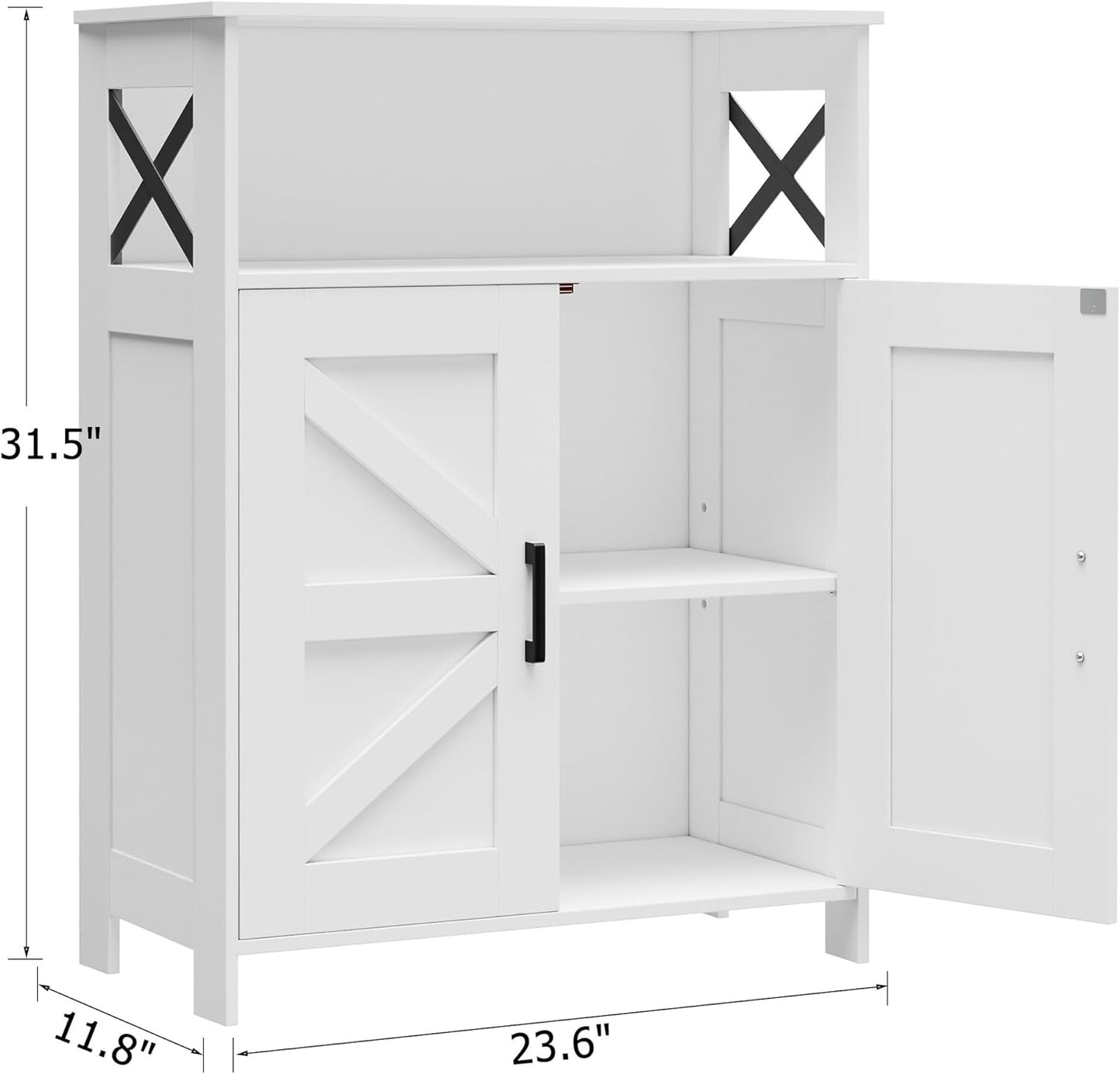 Homhedy Farmhouse Bathroom Storage Cabinet with 2 Doors, Toilet Paper Cabinet with Adjustable Shelves, Small Bathroom Cabinet for Kitchen/Laundry/Living Room, 11.8 x 23.6 x 31.5 Inches, White