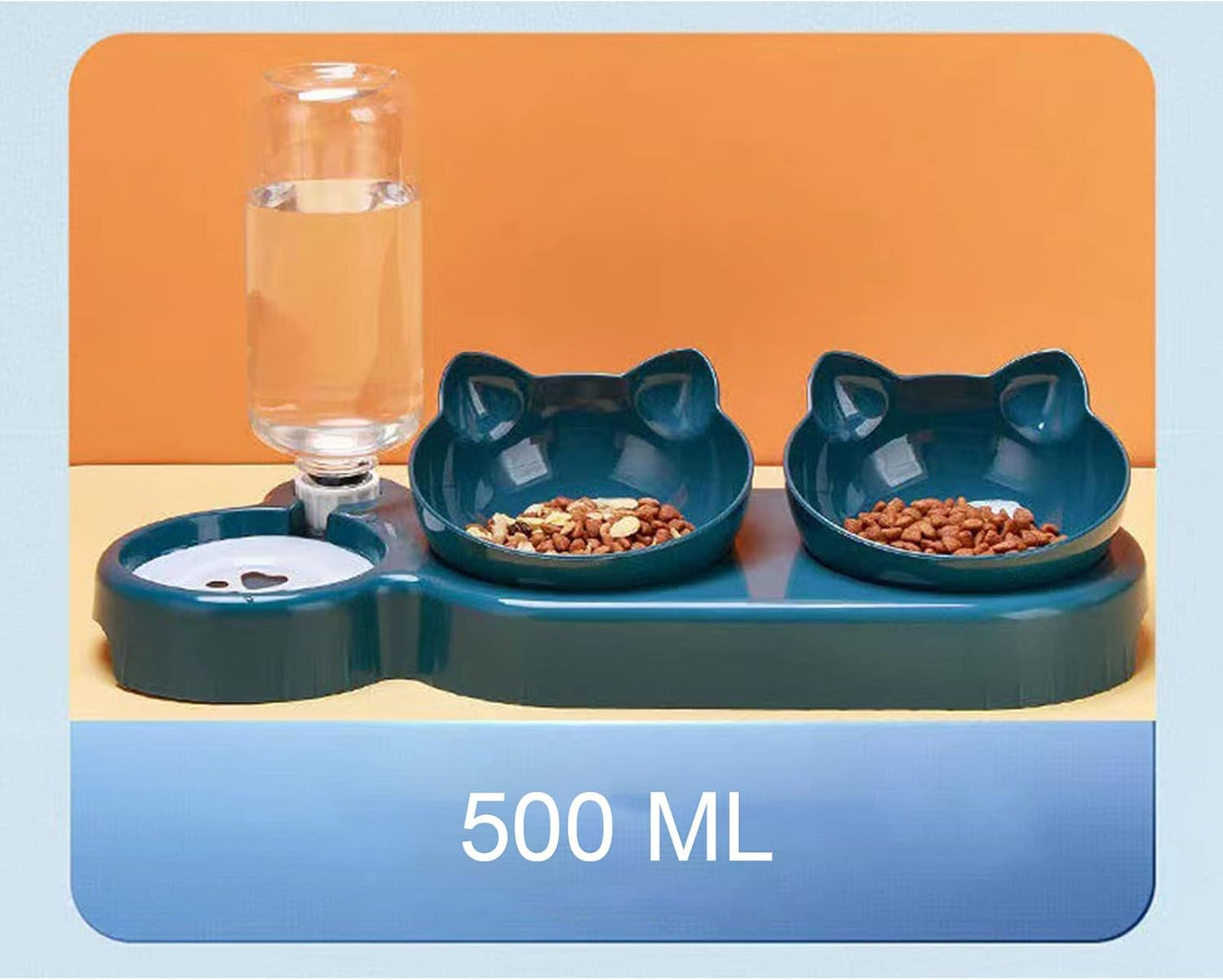 Pet Food Feeder and Waterer Detachable Anti-overturning Bowl Anti-Leak Water Fountain- Slanted Raised Bowl