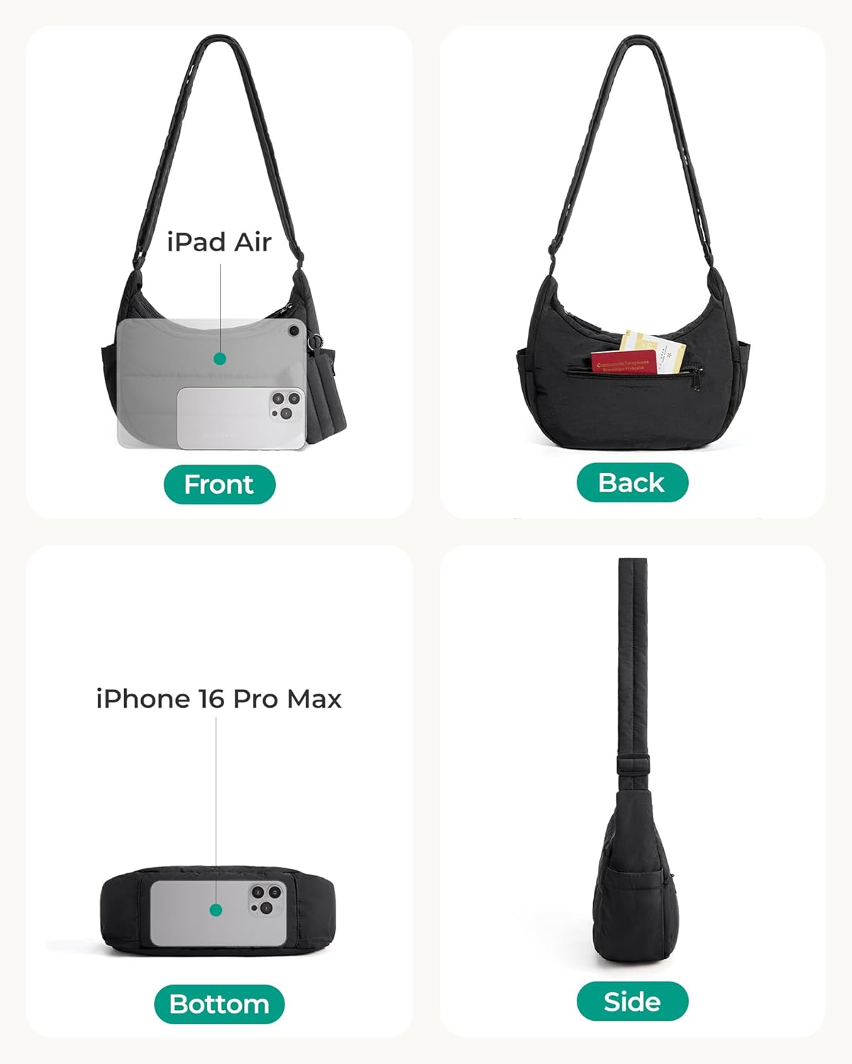 BAGSMART Crossbody Purses for Women with Adjustable Strap, Small Puffer Hobo Bags, Compact Fluffy Shoulder Handbags Pouch