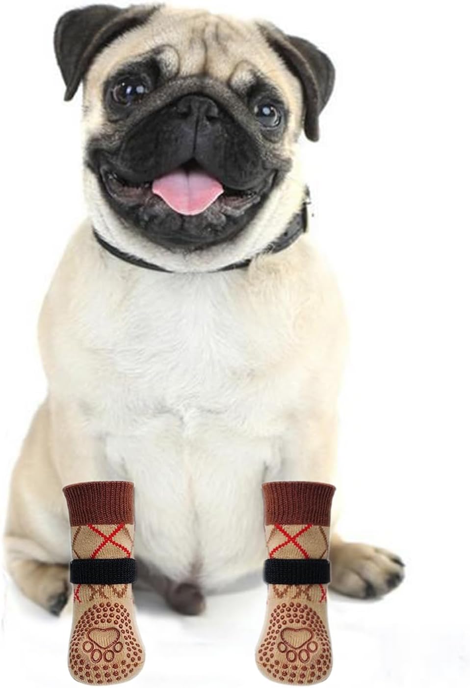 Dog Socks with Grippers for Senior Dog, Hardwood Floors, Dog Socks to Prevent Licking Paws Shoes Booties Boots & Paw Protectors for Hot Pavement, Winter (XS, Dot Khaki)