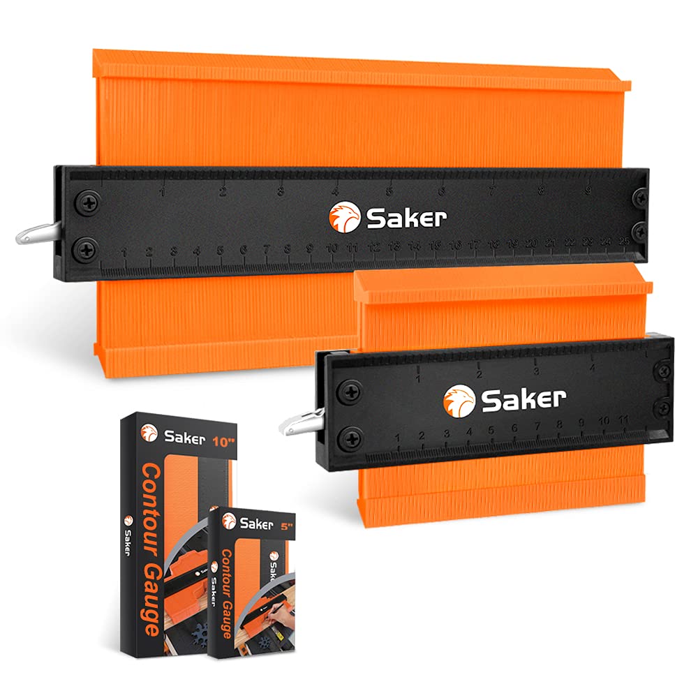 Saker Contour Gauge Duplication-Adjustable Lock-Precisely Copy Irregular Shape-Irregular Woodworking Tracing-Must Have Tool,Gifts for DIY Handyman Men Husband 10 Inch+5 Inch