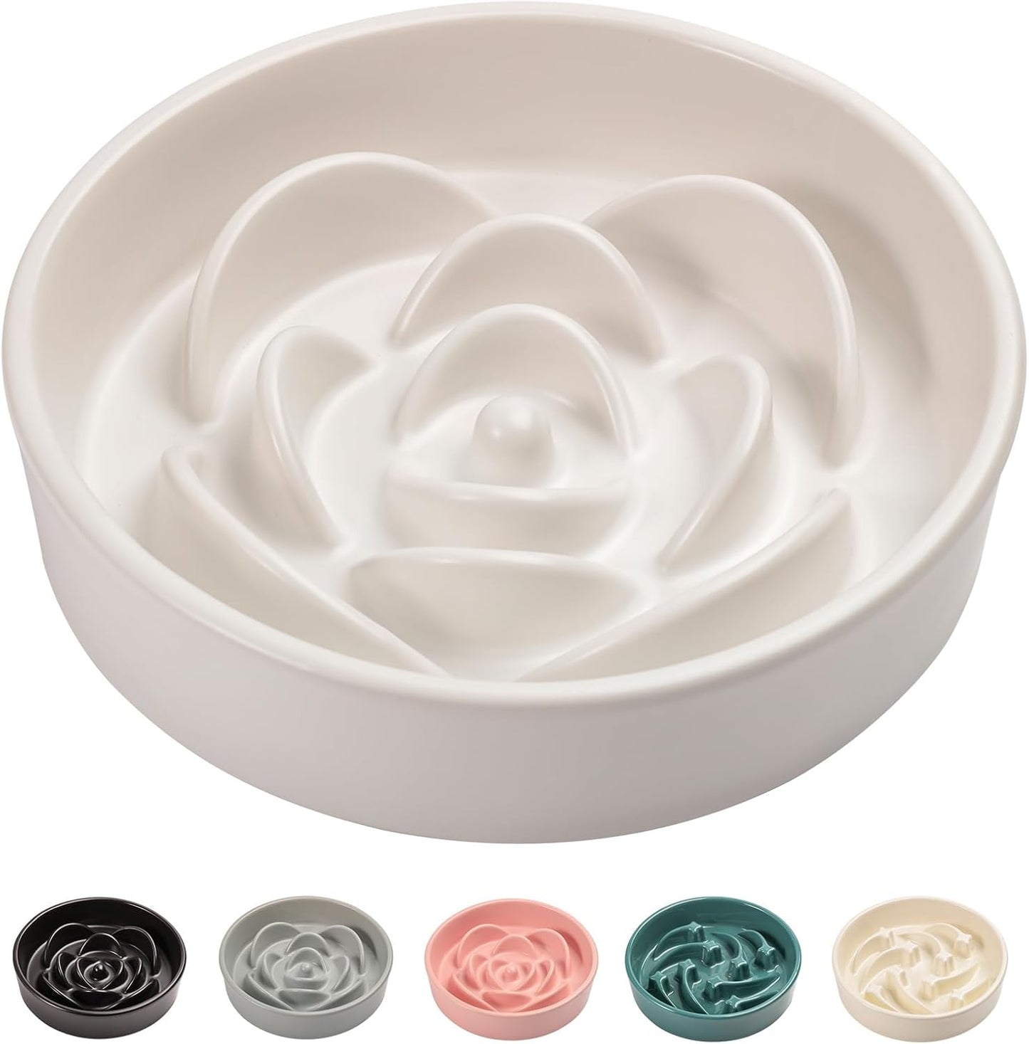 8.26 in White Ceramic Slow Feeder Dog Bowl for Medium and Large Breed,Pet Feeding Dog Food Water Dish Heavy Wighted,Puppy Bowl for Fast Eaters,Puzzle Slow Eating Dish Modern Maze