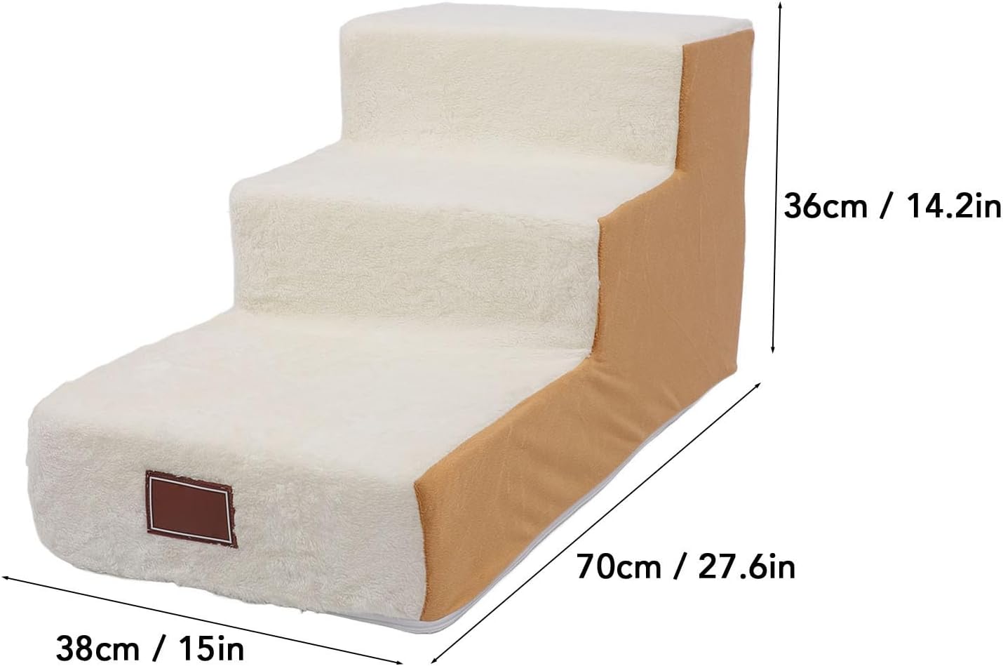 Luqeeg Pet Stairs, 14.2 Inch High Foam Dog Steps Ramp, Soft Enhanced Comfort Stable Structure Stylish Look Versatile 3 Steps Pet Puppy Stairs for Small (Coffee (Cover and Liner))