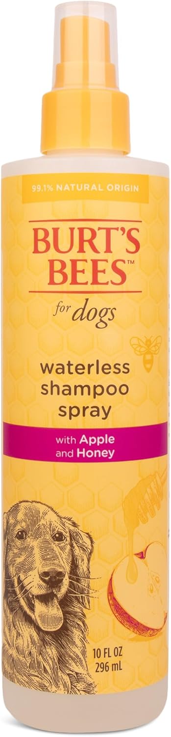 Burt's Bees for Pets Waterless Shampoo Spray for Dogs, Apple & Honey, No-Rinse Dry Dog Shampoo for All Dogs and Puppies, pH Balanced, No Sulfates, Parabens, Phthalates, 10 Fl Oz
