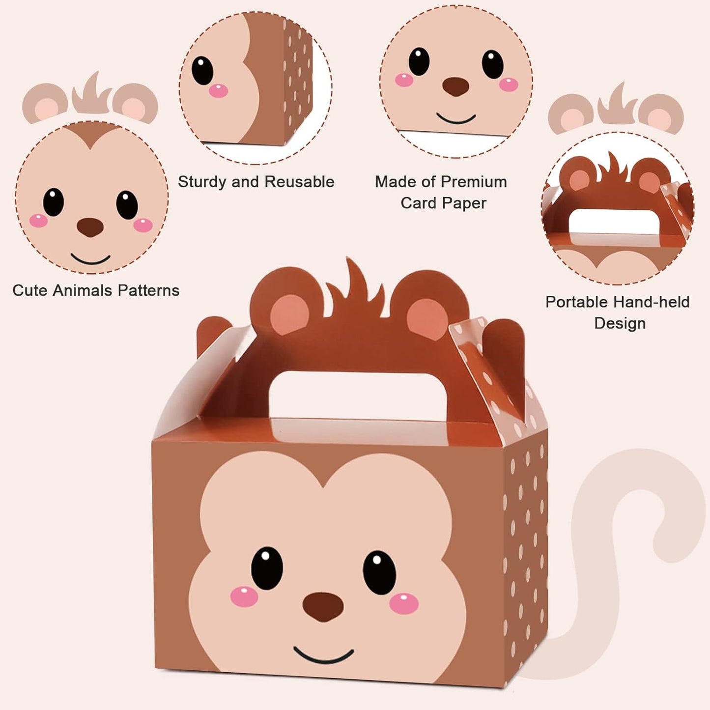 24 Pack Jungle Safari Animals Party Favor Boxes Zoo Animals Theme Happy Birthday Treat Boxes Party Decorations Bags Candy Goodies Gift Boxes for Kids Party Supplies 6 x 3 x 3.5 Inches