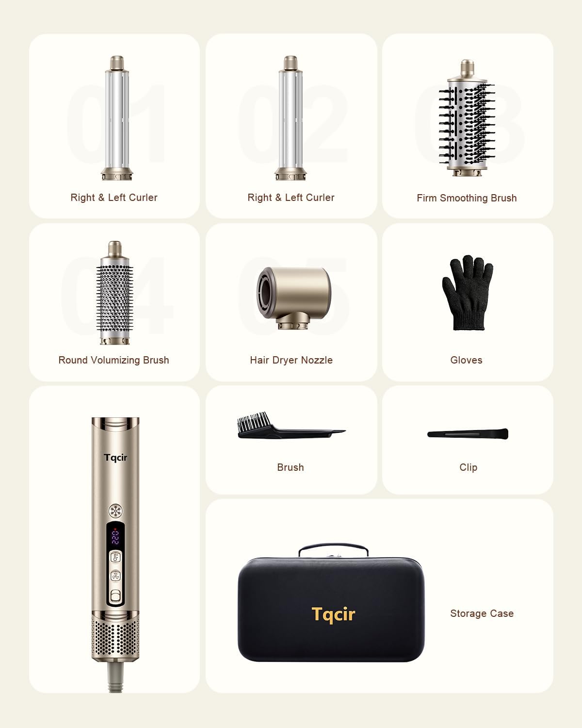 5-in-1 Professional Hot Air Styler, Powerful Multi-Styler with Auto-Wrap Curlers, Fast Drying Curling Straightening Volumizing Without Heat Damage, Storage Case Best Gift for Girl/Women