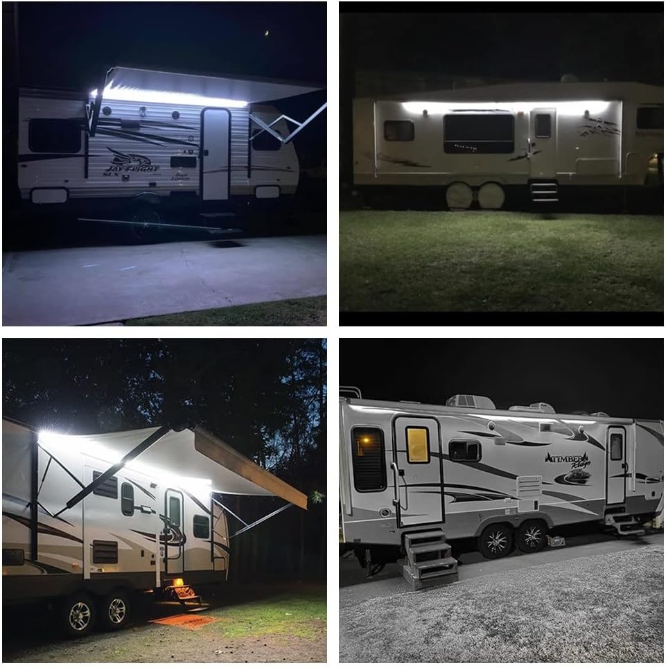 RV Awning Led Lights,12V 20FT Camper Awning Lights for Camper Motorhome Travel Trailer Concession Stands Food Trucks, Waterproof RV Exterior Underglow Light Strip for Party BBQ