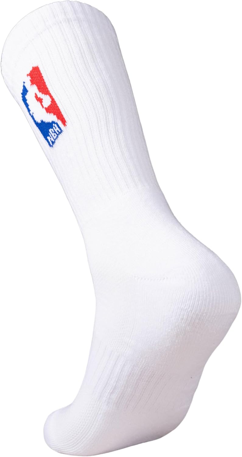 Ultra Game Men’s NBA Official Athletic Cushioned Secure Fit Crew Socks - 6 Pack