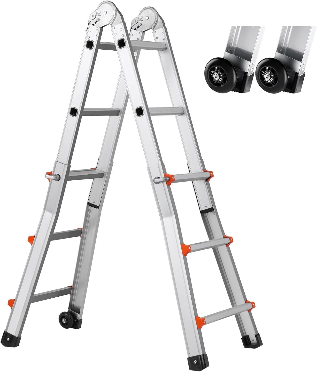 VEVOR 11 FT A-Frame Telescoping Ladder - Compact & Portable Aluminum Ladder, 330lb Load Capacity for Home, Roof, Stairs, Indoor & Outdoor Use