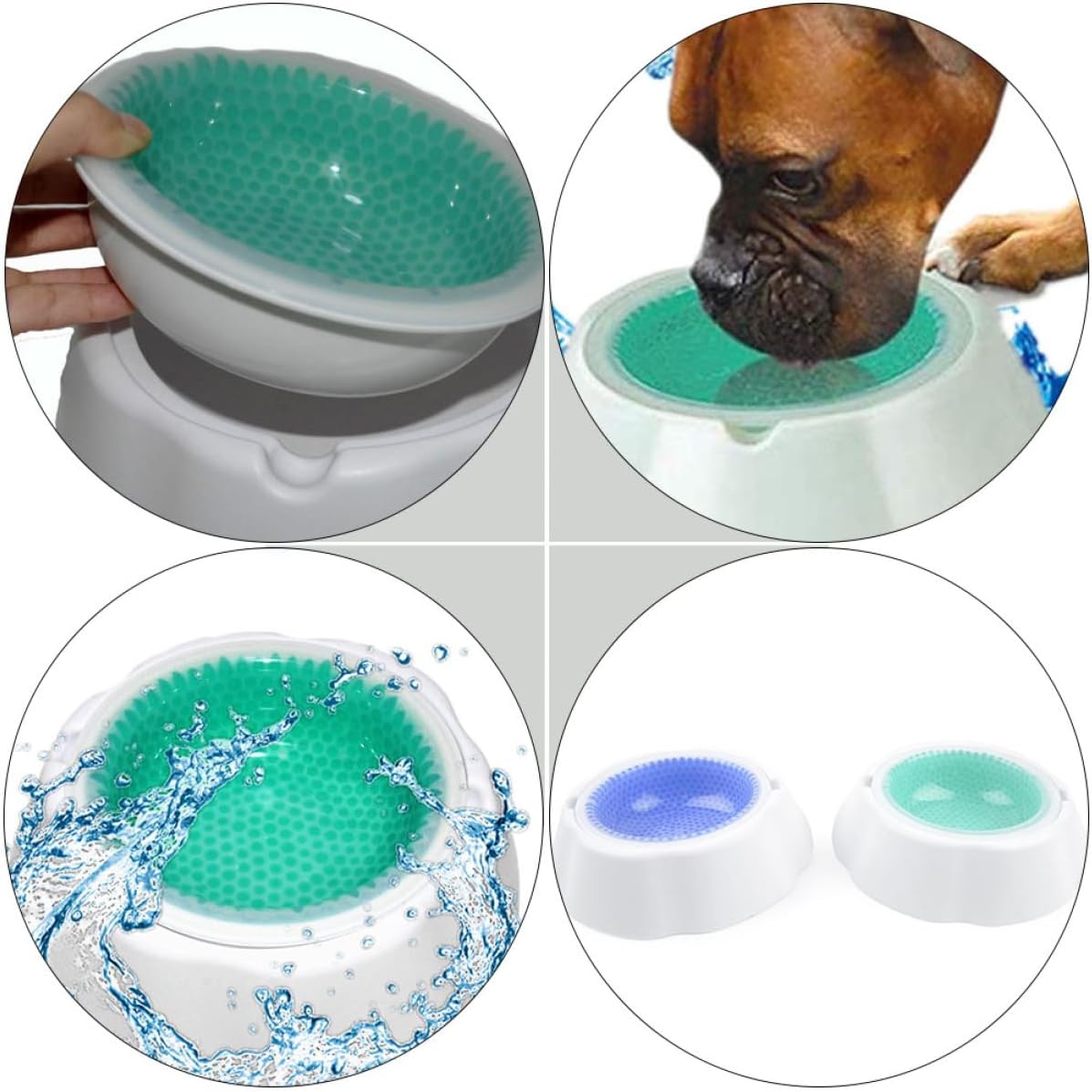 BESPORTBLE Pet Cooler Bowl with Condensate Beads Design for Dogs and Cats Easy to Clean Indoor Water and Food Dish with Smooth Surface