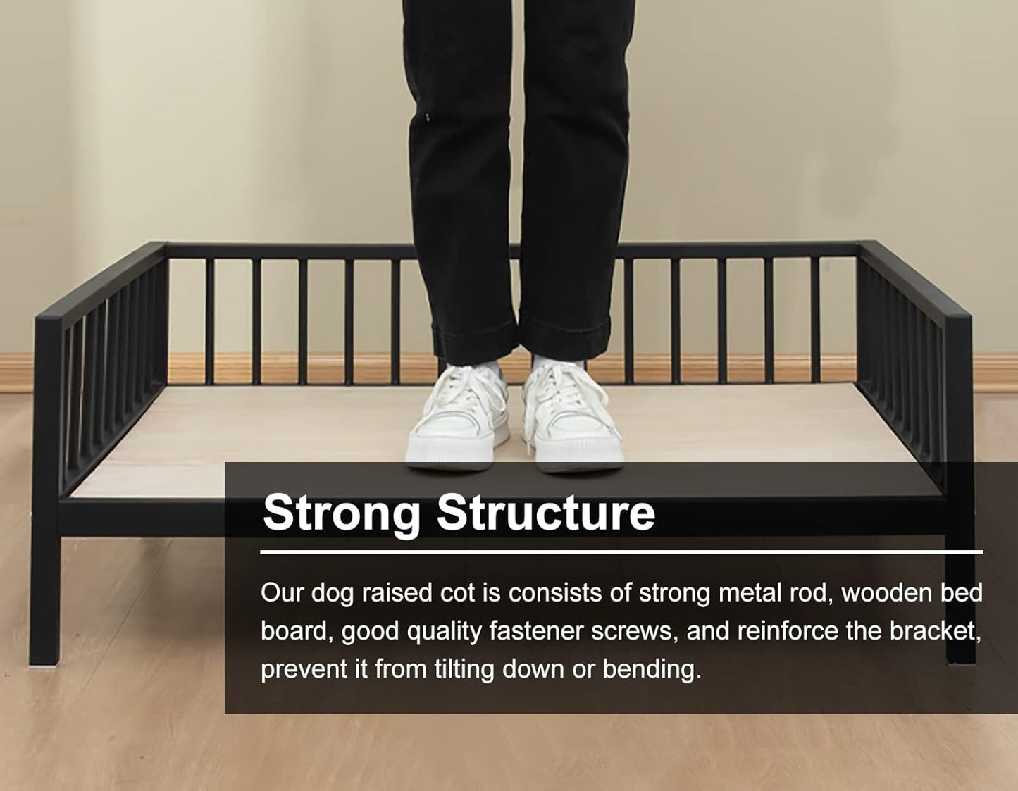 Pet Bed Black Large Raised Pet Sofa with Wooden Bed Board, Indoor Heavy Duty Elevated Cat Couch, for Orthopedic Joint Relief, Older Dogs (Size : S-68x46x15cm/26.8x18.1x5.9in) ()