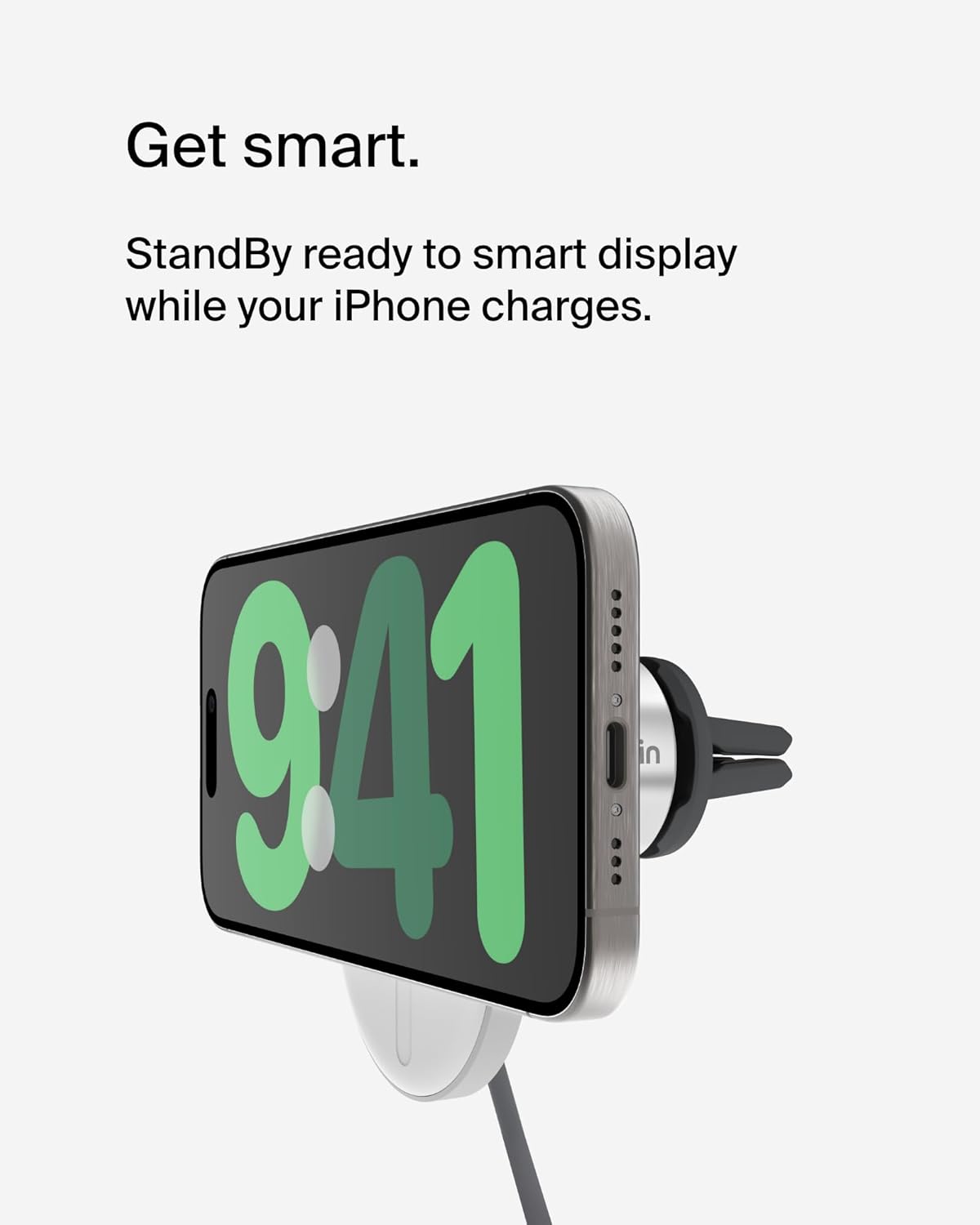 Belkin MagSafe-Compatible Wireless Car Charger 15W, Fast Charging Wireless Charger - Powerful Magnetic Vent Holder for iPhone 17, 16, 15, 14, 13 Series, Pixel 10, Secure Car Phone Mount - White