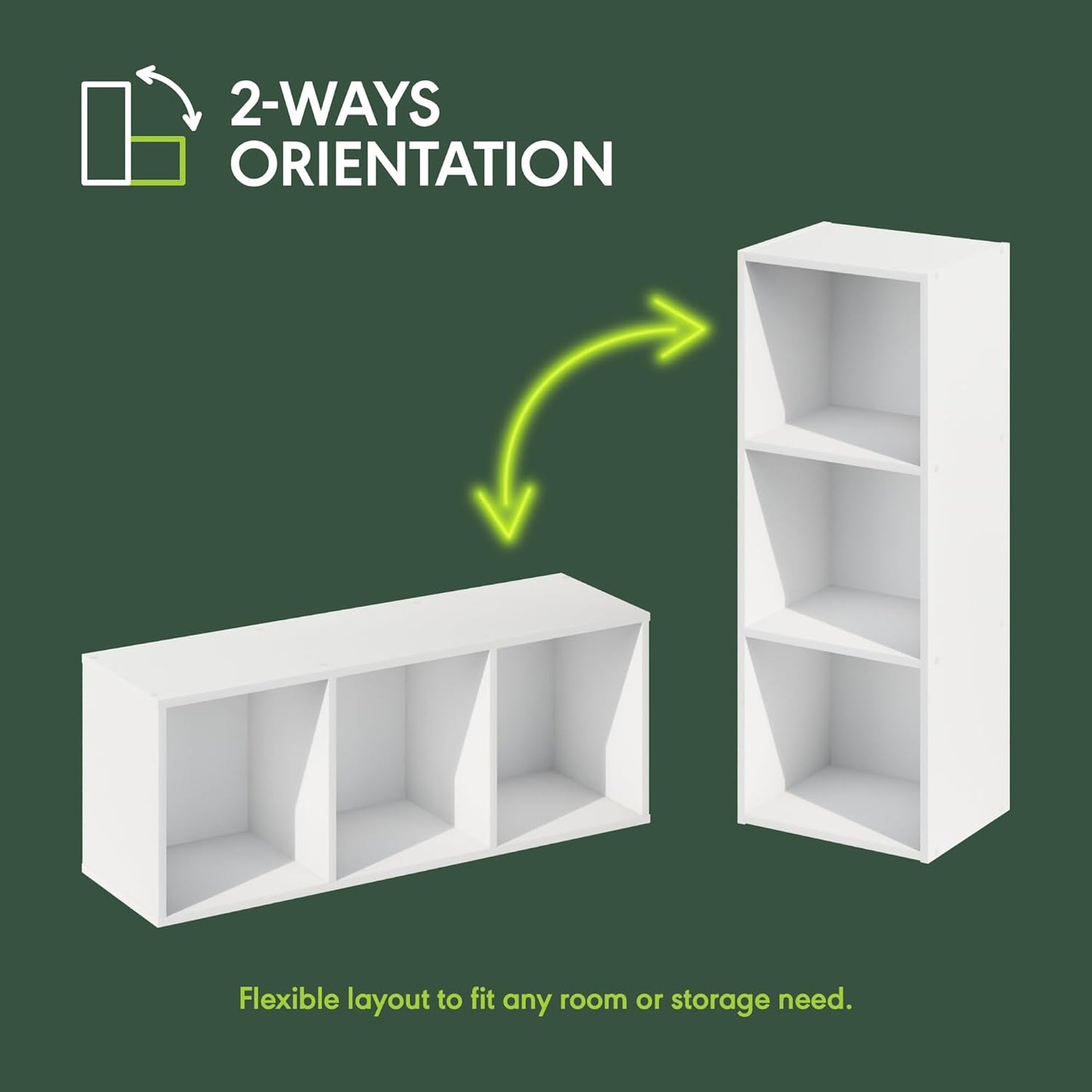 Furinno LUDER Book Shelf, 3-Cube Bookshelf, Bookcase with Open Shelves, 9.3 x 12 x 31.5, for Living Room, Bedroom, Home Office, White