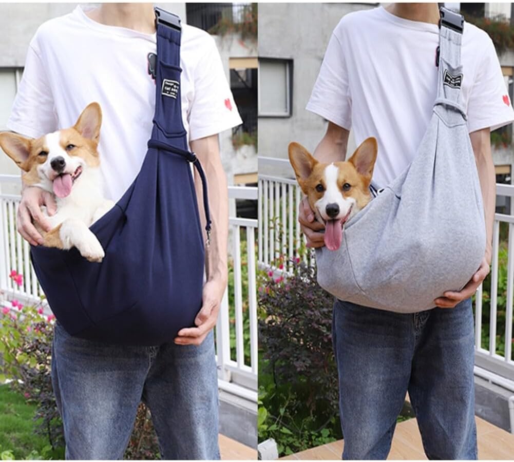 Small Dog Sling Carrier, Adjustable Dog Carrier Sling Hand-Free Puppy Carriers for 14.3lbs Small Dogs and Cats Outdoor
