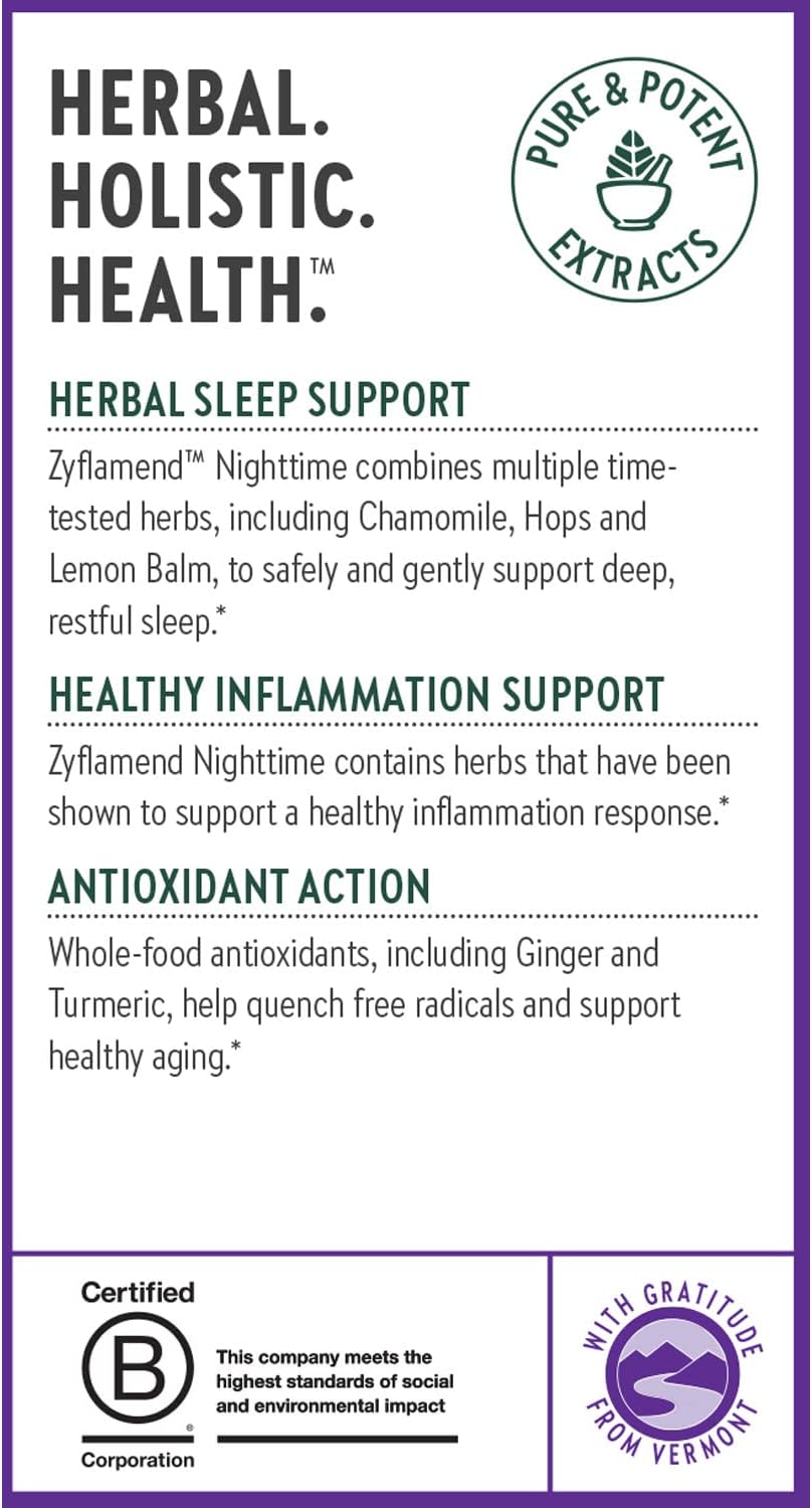 New Chapter Sleep Aid – Zyflamend Nighttime for Sleep Support with Turmeric + Valerian Root + Lemon Balm + Holy Basil, Vegetarian Capsules, 60 Count