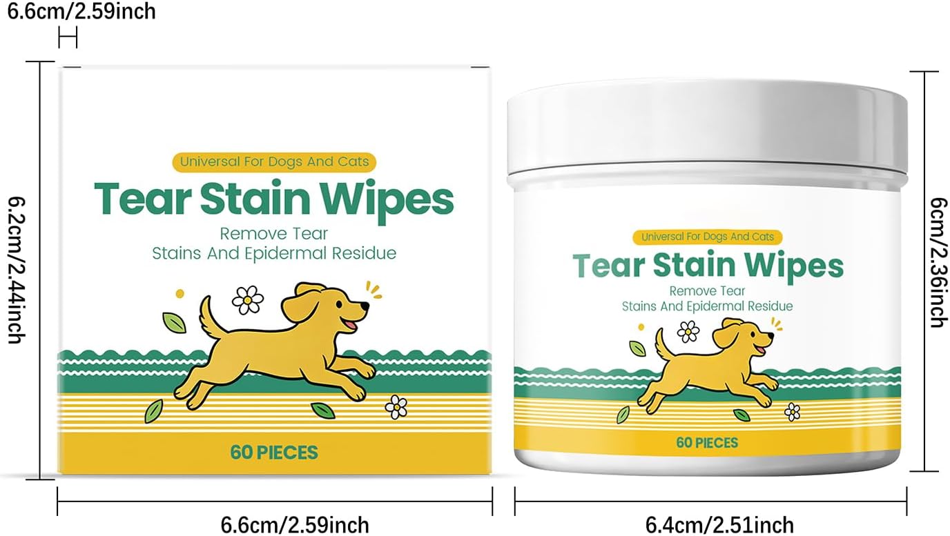 Tear Stain Wipes for Dogs, Grooming Sheets - Cat Tear Stain Wipes,for Small Medium Large Breed Puppy Kitten Skin Coat Travel Home Outdoor Indoor
