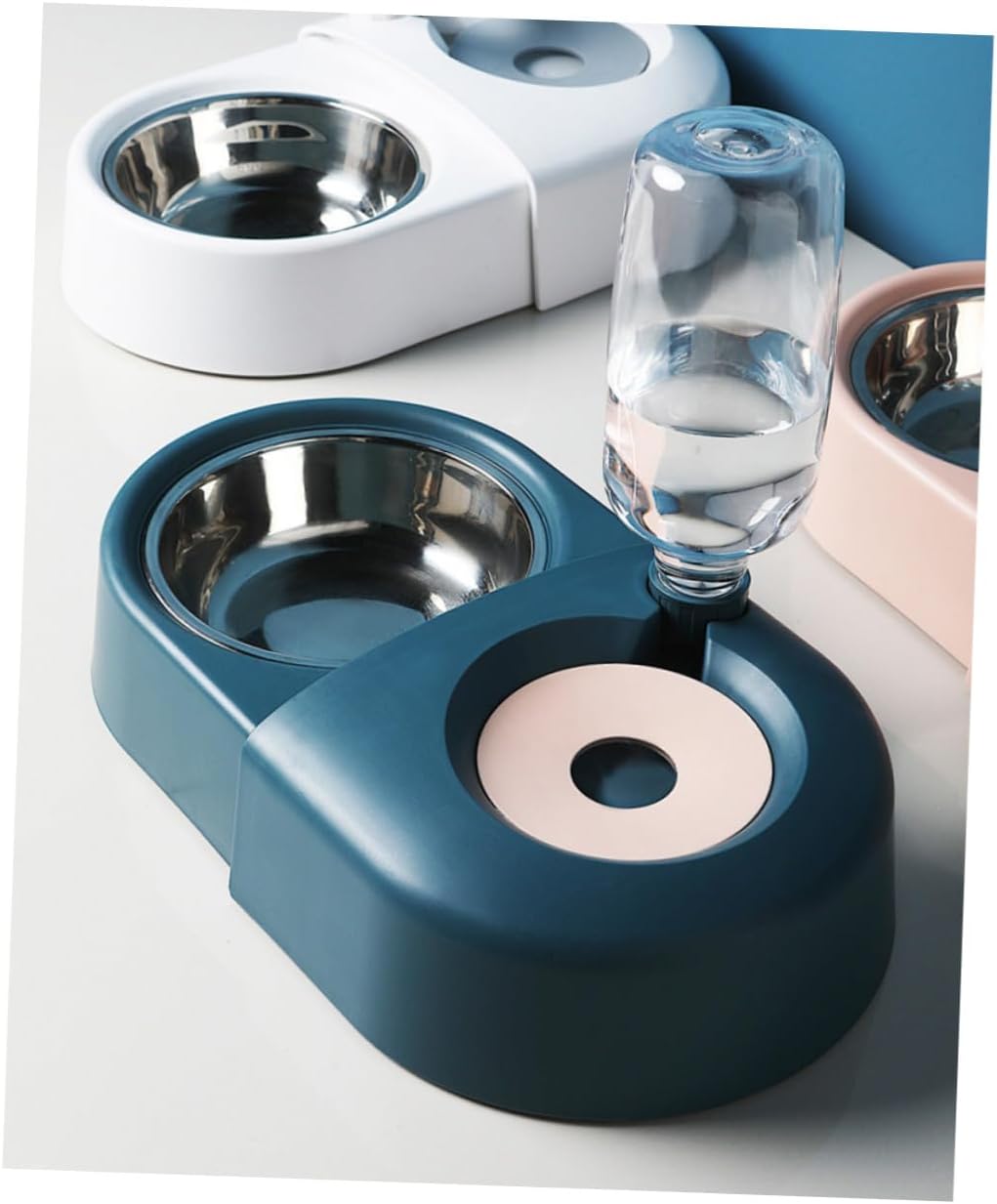 Milisten Automatic Pet Water and Food Bowl with Spill-Proof Design, Blue Dog and Cat Feeder Suitable for Home Use, Sturdy Pet Supply Feeding Dish