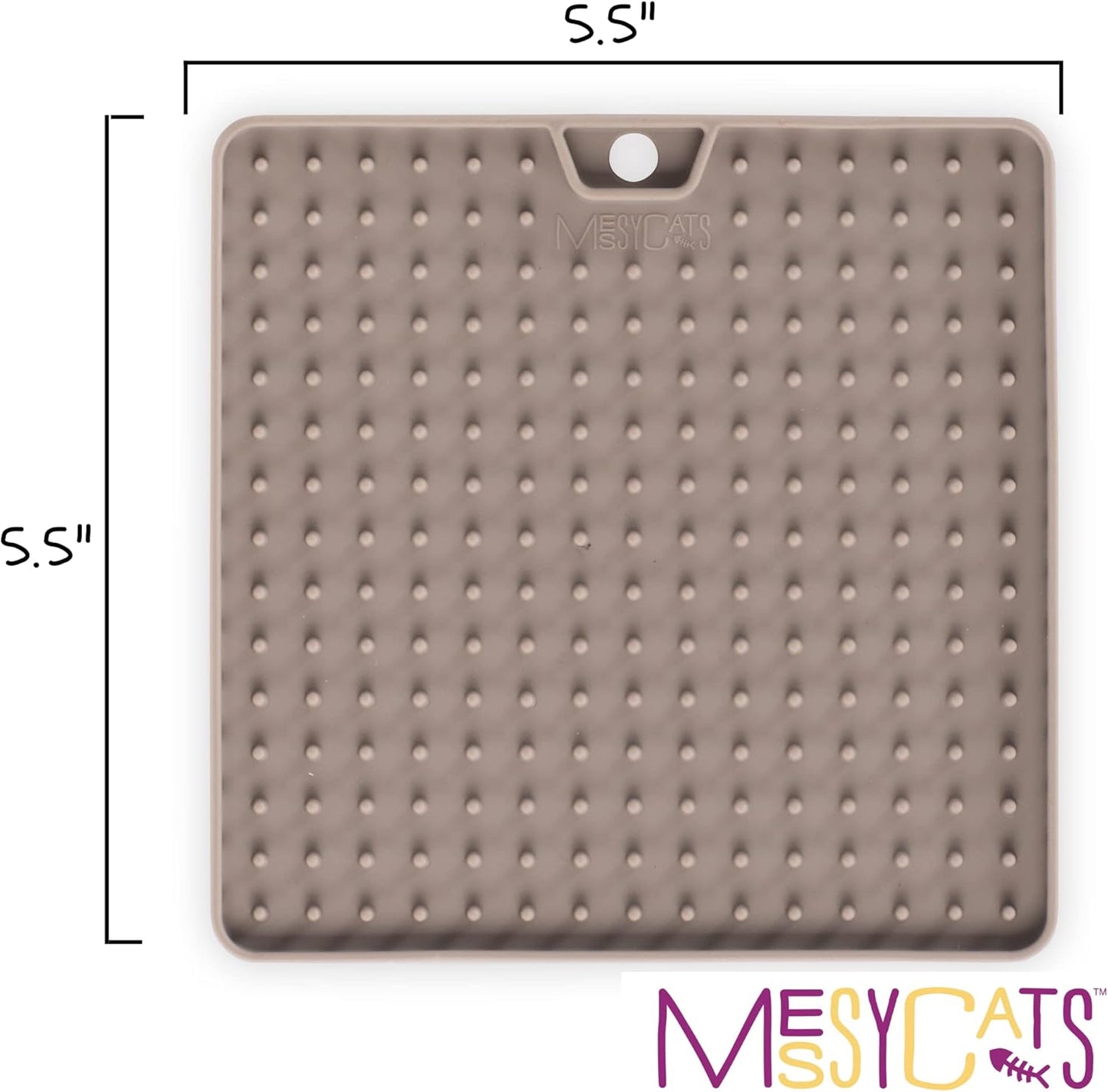 Messy Mutts & Cats Silicone Reversible Interactive Feeding and Licking Mat | 5.5” x 5.5” | Slow Feeder for Boredom & Anxiety | Lick Pad for Cats & Small Dogs | Grey