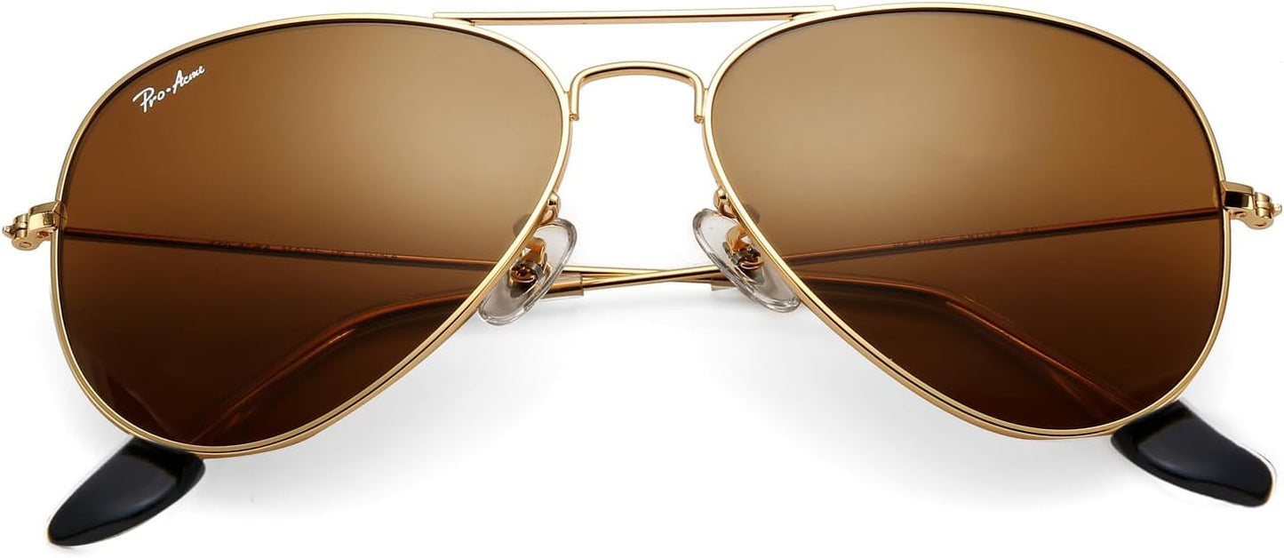 Pro Acme Classic Aviator Sunglasses for Women & Men Glass Lens Metal Frame UV400 Driver Sunglasses