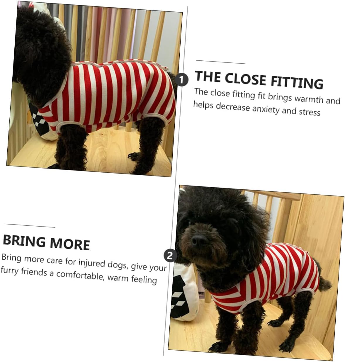 Milisten Dog Suit Striped Fleece Pet Protective Coat Four-Legged Sterilization Clothes Burgundy L Size Post-Surgery Wear for Dogs