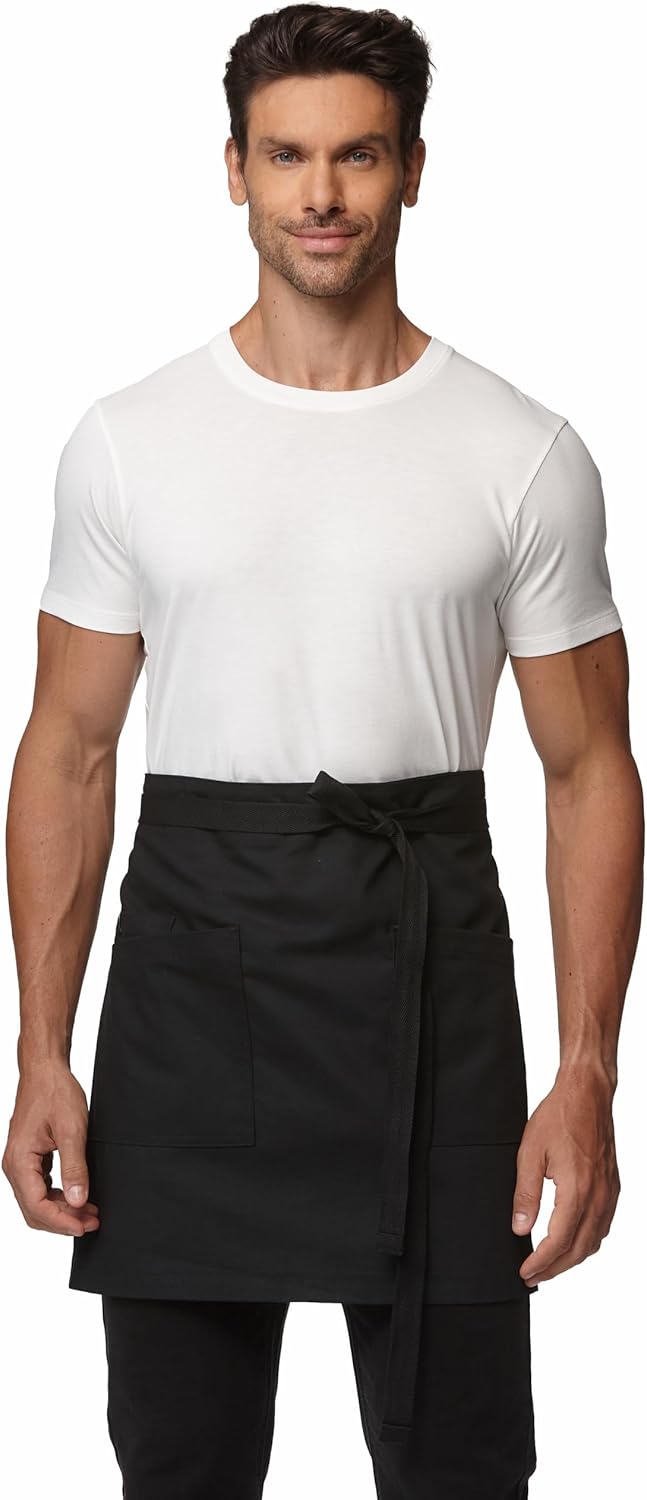 Unisex Half Bistro Apron Server Apron with Pockets Waterproof 4251BY