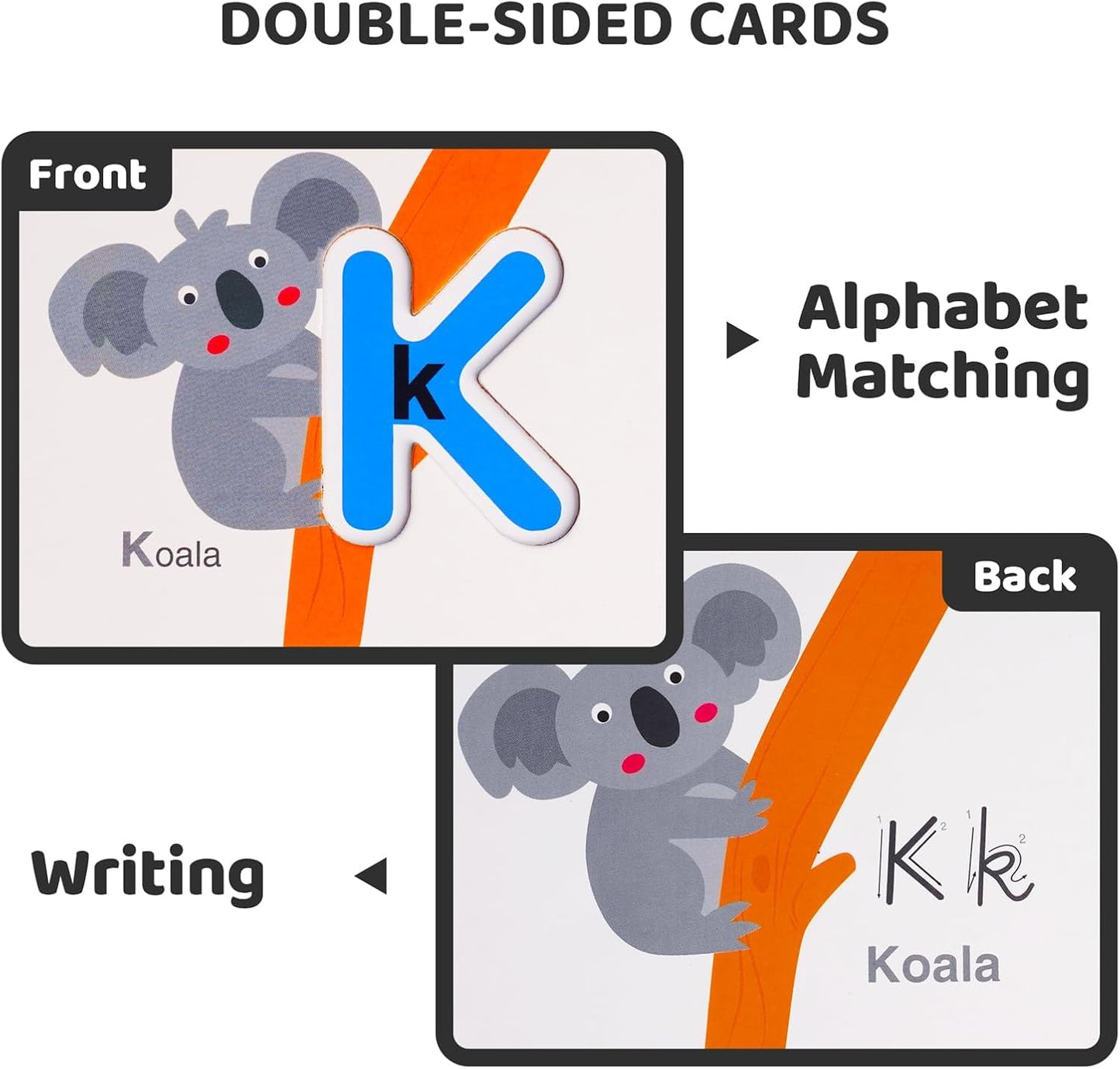 LiKee Alphabet Flash Cards Wooden Letter Puzzle ABC Sight Words Matching Games Counting Board Preschool Educational Montessori Toys for Toddlers Boys Girls 3+ Years (36 Cards& 37 Wood Pieces)