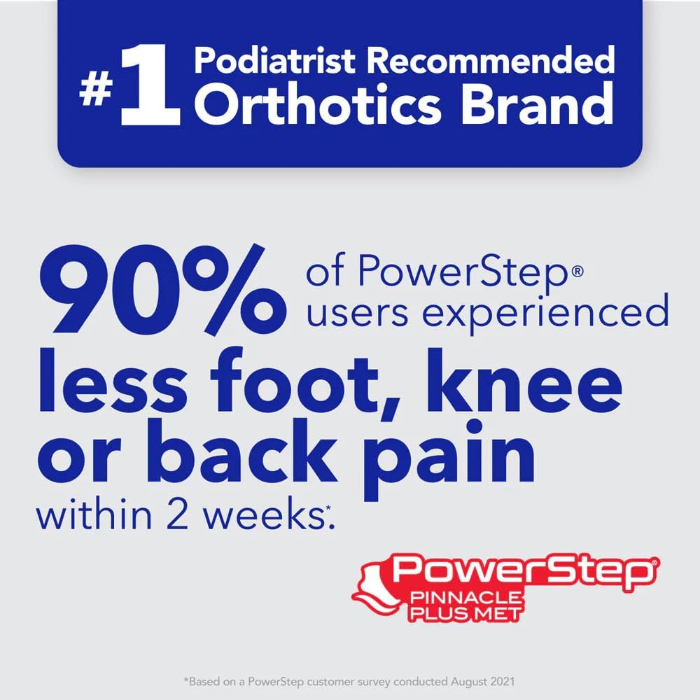 PowerStep Pinnacle Plus Met, Ball of Foot Pain Relief Orthotics, Shoe Inserts, Metatarsalgia, Arch Support, Morton's Neuroma Pain Relief, Shoe Insoles, Metatarsal Pad, Made in USA (M 11-11.5)