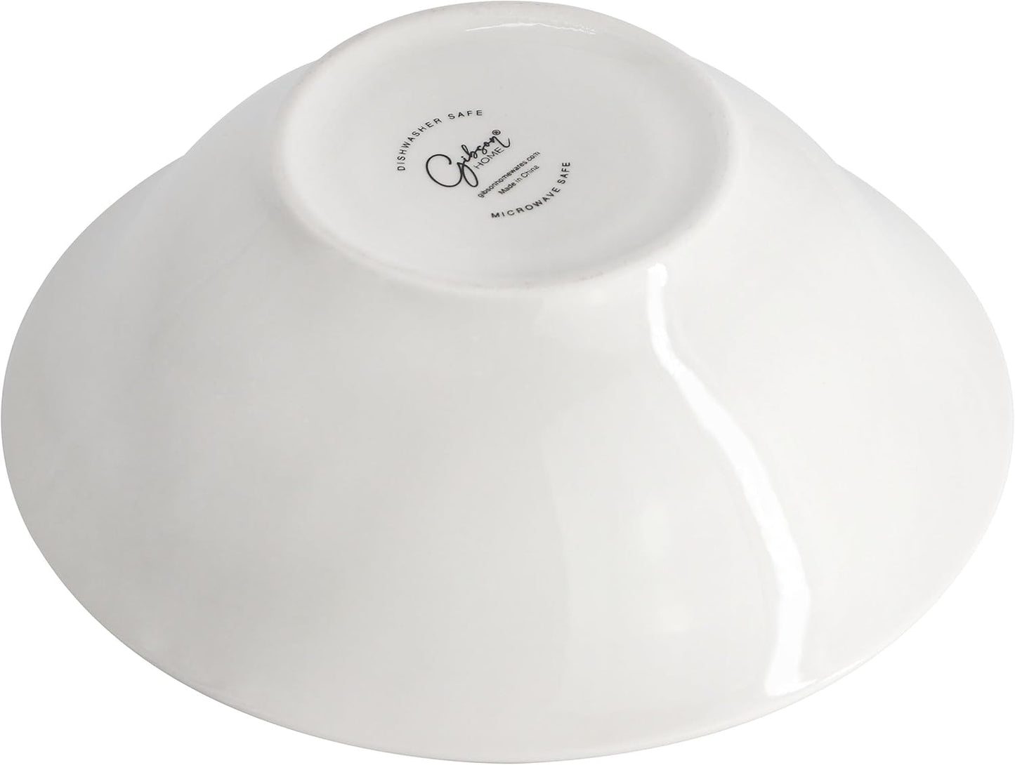 Gibson Home Blue Meadow 12 Piece Fine Ceramic Dinnerware Set in White with Colored Accents