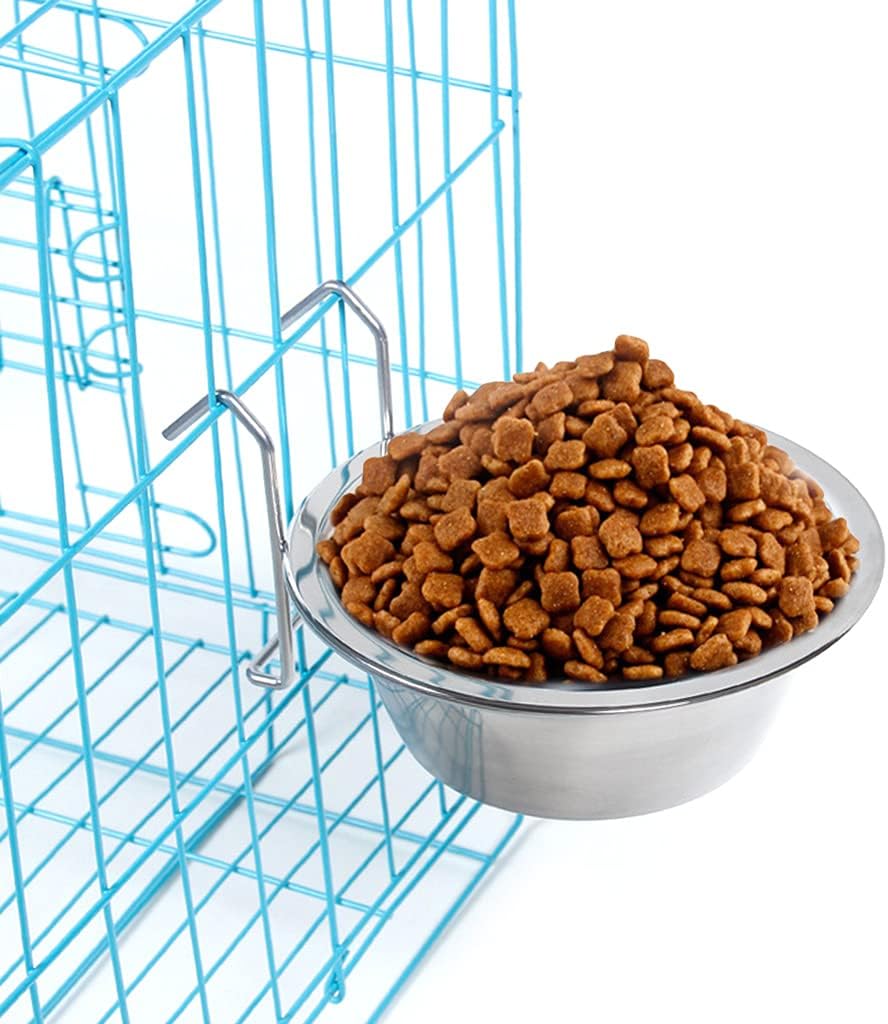 Hanging Pet Bowl Cup Cup with Wire Hook for Dogs Cats Bird Animals in Crate Cage Easy-to-Remove