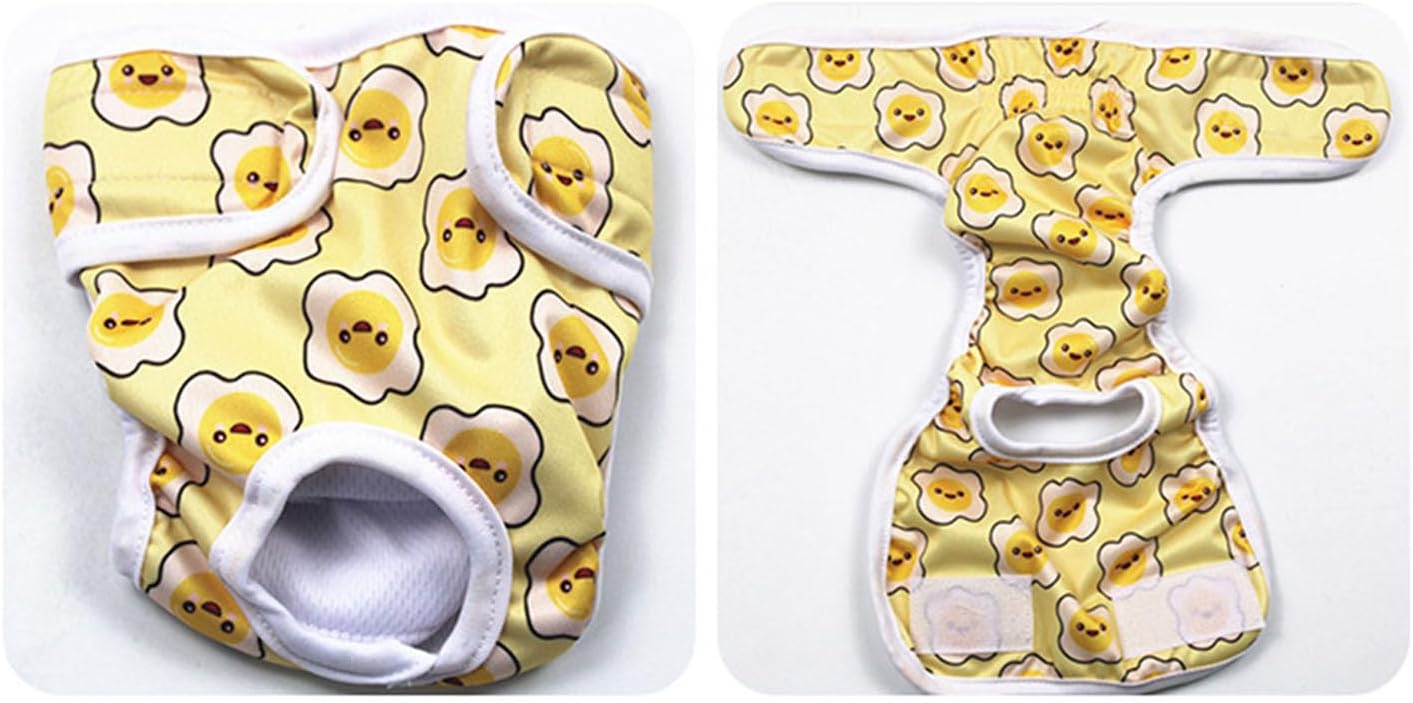 Dog Sanitary Pants Adjustable Leakproof Reusable Dog Physiological Shorts Female Dog Diapers for Outdoor Polyester (Sun Face Printing S)