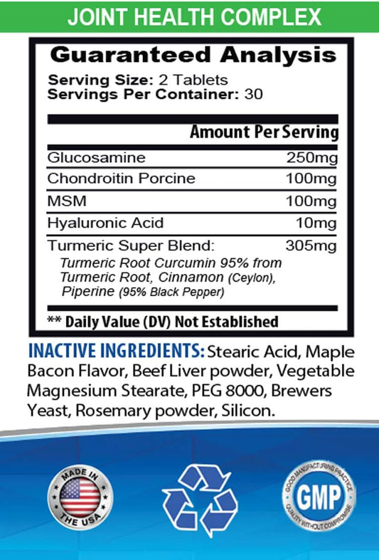 Joint Care Cats - PET Joint Health Complex with Turmeric - Dogs and Cats - MSM GLUCOSAMINE - Immune Boost - cat Turmeric - 2 Bottles (120 Tablets)