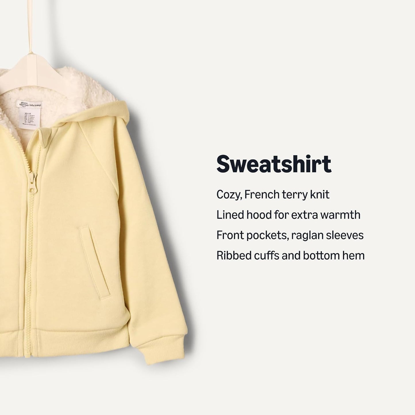 Amazon Essentials x Sofia Grainge Unisex Toddlers and Babies' French Terry Zip Hoodie Sweatshirt