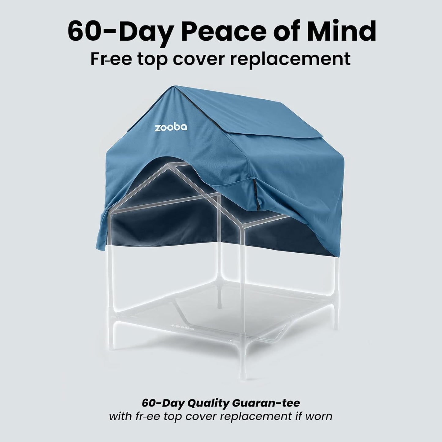 36" Large Dog House for Large Dog Indoor or Outside, Weatherproof 600D PVC Outdoor, Featuring Breathable 2x1 Textilene Elevated Dog Bed, Easy Clean (Blue)