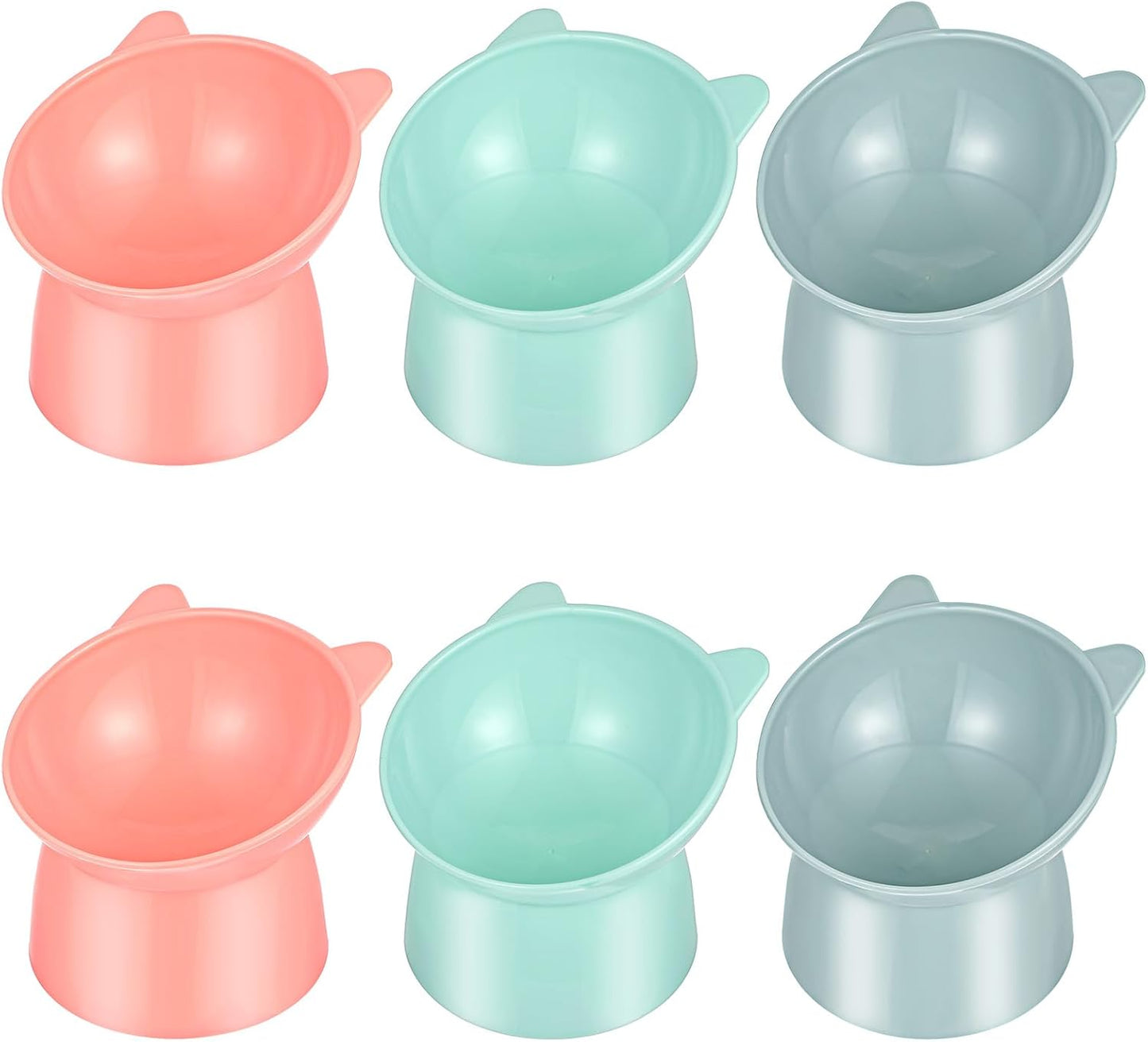 6 Pcs Plastic Raised Cats Bowls 15 Degrees Elevated Cat Bowls, Anti Vomiting Tilted Raised Cat Food Bowl Whisker Friendly Pet Bowl Stand, Pet Feeders for Cats and Small Dogs