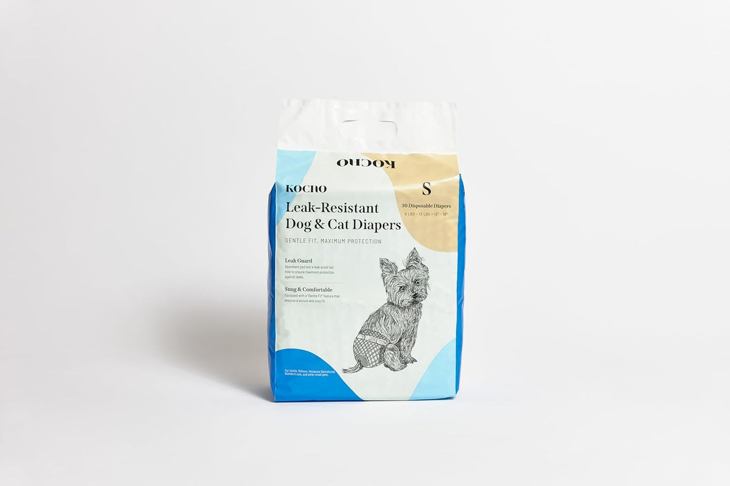 KOCHO Leak-Resistant Dog & Cat Diapers Small, Gentle Fit, Maximum Protection with Leak Guard