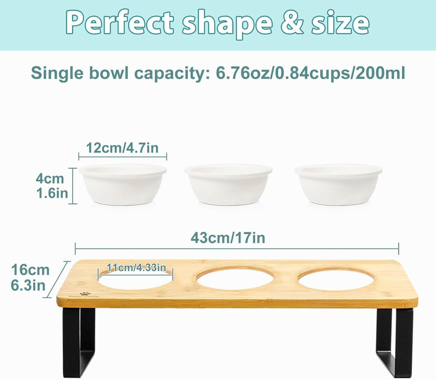 Sunhoo 3 PCS Replacement Ceramic Cat Bowls Pet Dish Microwave and Dishwasher Compatible - Outer Diameter(4.7in/12cm)