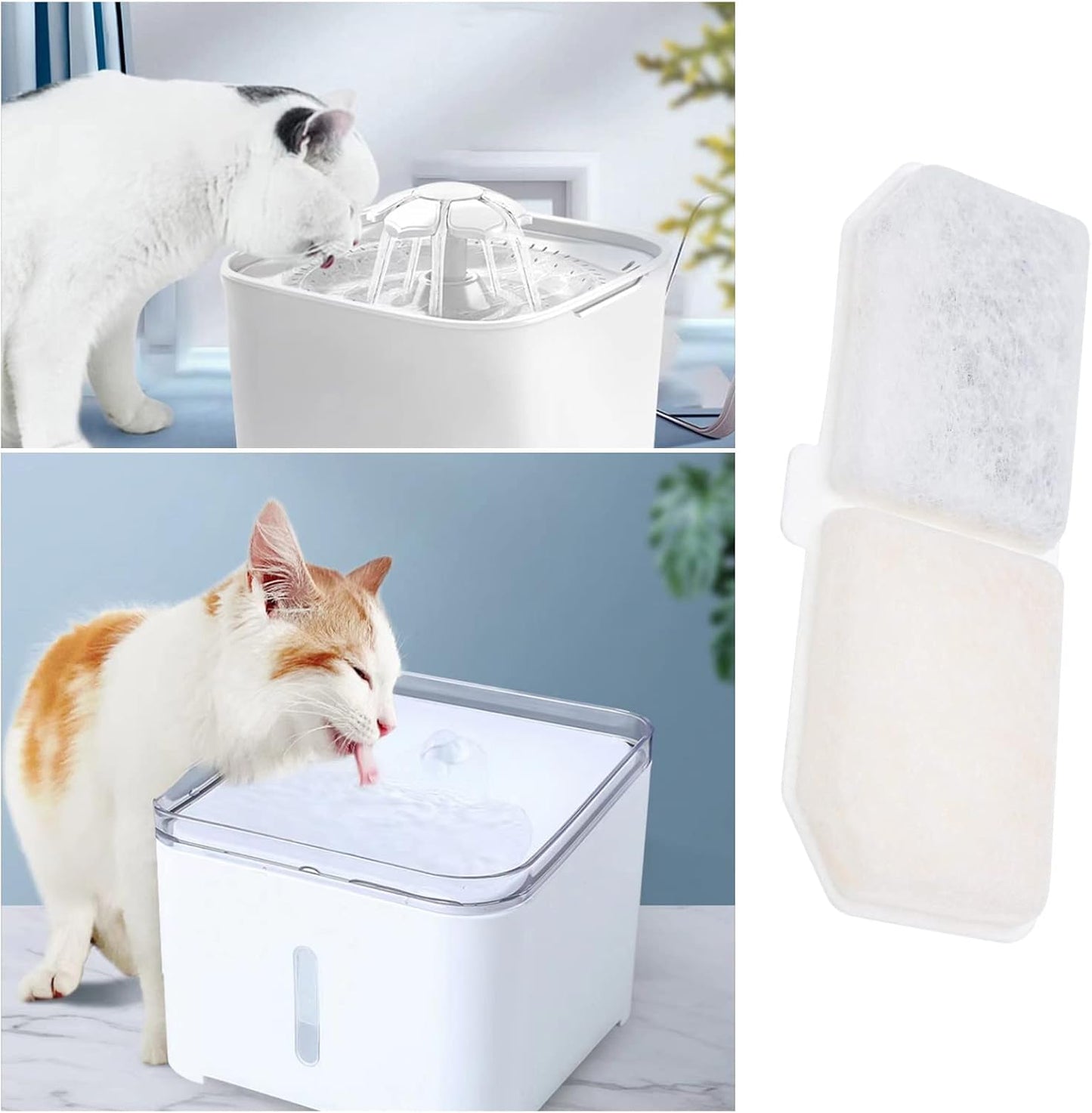 10-Pack Cat Water Fountain Filter, Compatible with 3L Dispensers, Targets Turtles, Gravity-Fed, Activated Carbon, Ion Exchange Resin, Non-Woven Fabric, Replace Every 2-4 Weeks