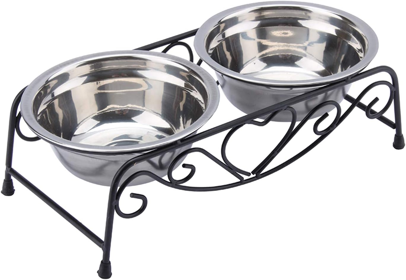 Double Dog Bowls Elevated, 26×14×8.5cm Elevated Dog Bowls with Stand, Stainless Steel Raised Dogs Bowl, for 20-28cm Shoulder Height Pets