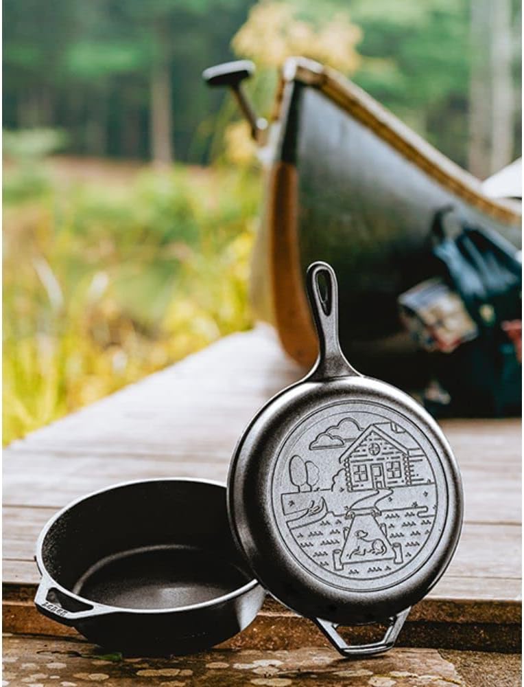 Lodge Cast Iron Wanderlust Series, Cabin Combo Cooker, 3.2 Quart Black