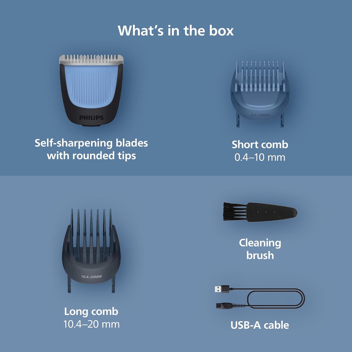 Norelco Philips 100% Waterproof Beard Trimmer 3000 Series with Self-Sharpening Blades, 40 Adjustable Beard Trimmer Length Settings & Two Lift&Trim Combs, USB Charging, BT3620/40