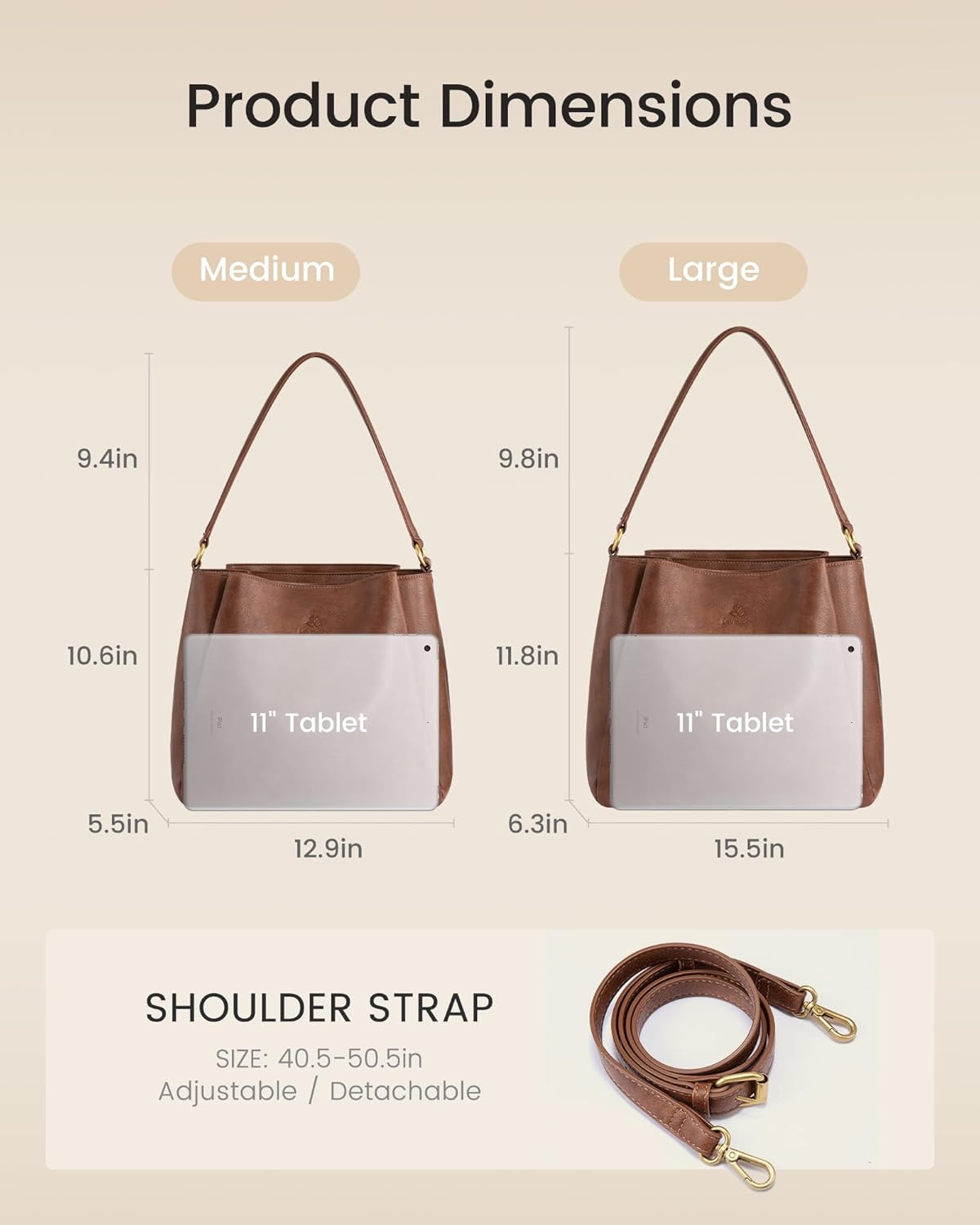 LOVEVOOK Hobo Bag for Women with Three Large Compartments Waterproof Shoulder Handbags Purse for Work Shopping Travel