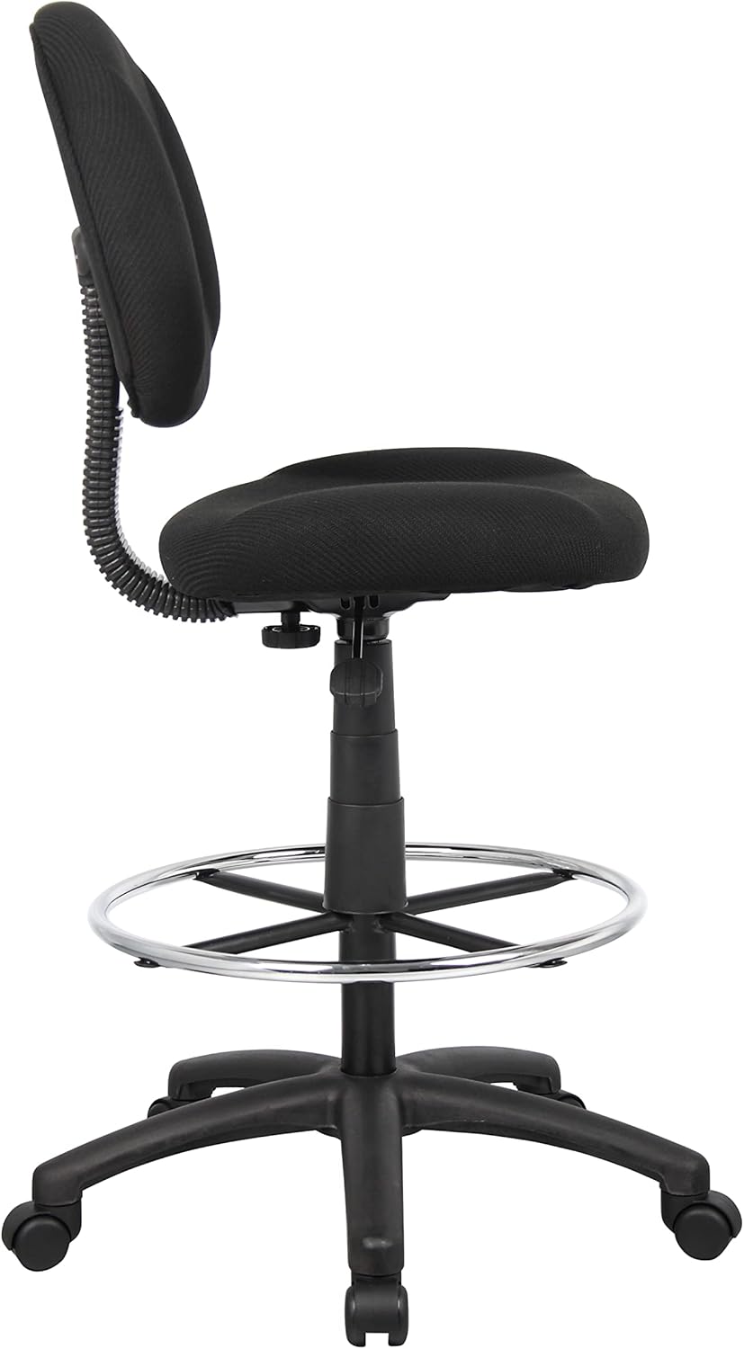 Boss Office Products B1615-BK Ergonomic Works Drafting Chair Without Arms in Black, Mid-Back