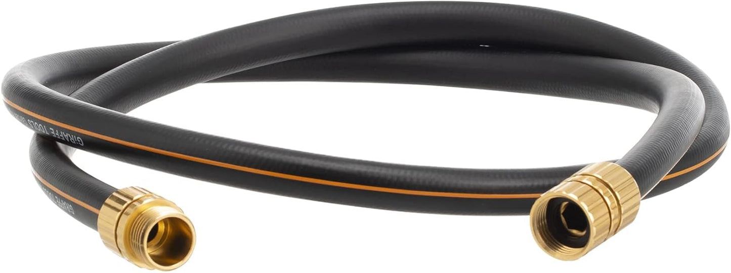 Giraffe Tools Garden Hose 5/8" Custom Length, No Kink, Flexible, Leakproof Water Hose, 600 Burst PSI, 6ft Male Female Fittings,Black Orange