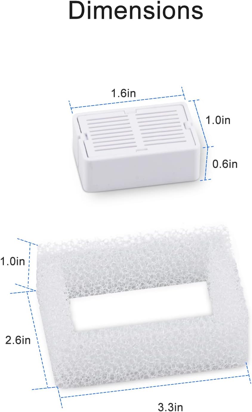 Wonder Creature 8 Packs Ceramic Cat Fountain Filter for Aurora, Cupcake and 360° Stainless Steel Cat Water Fountain, 8 Carbon Filters & 2 Pre-Filter Sponges, Dog Water Fountain Dispenser Filters Pack