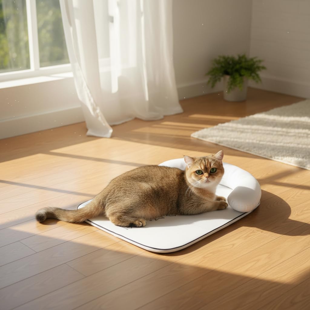 Nona Pelona Self Cooling Pet Mat – Cooling Pad for Cats and Small Dogs – No Gel, No Water, Removable Washable Cover, Anti-Slip Base