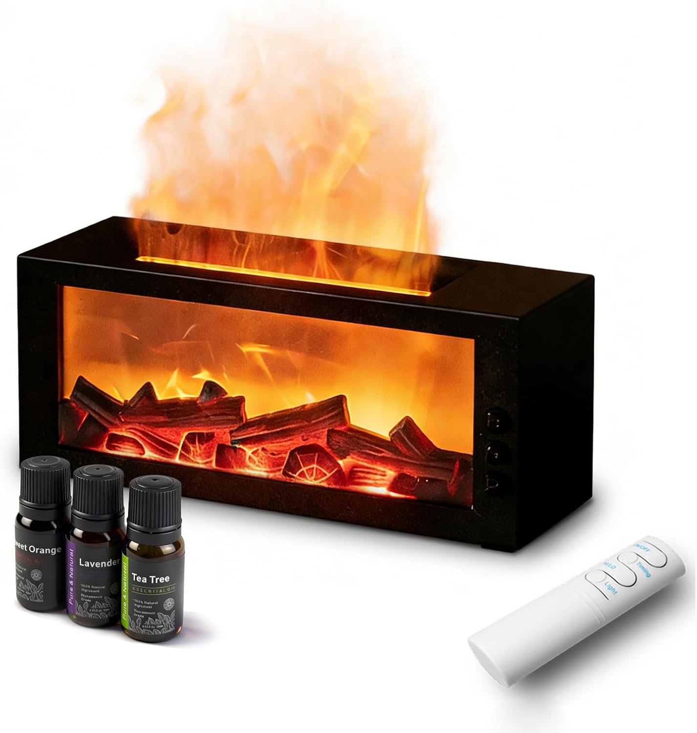 Fireplace Diffusers,Flame Essential Oil Diffuser with Remote Control,300ml Small Humidifier for Home Room Decor Gift for Women (Black)