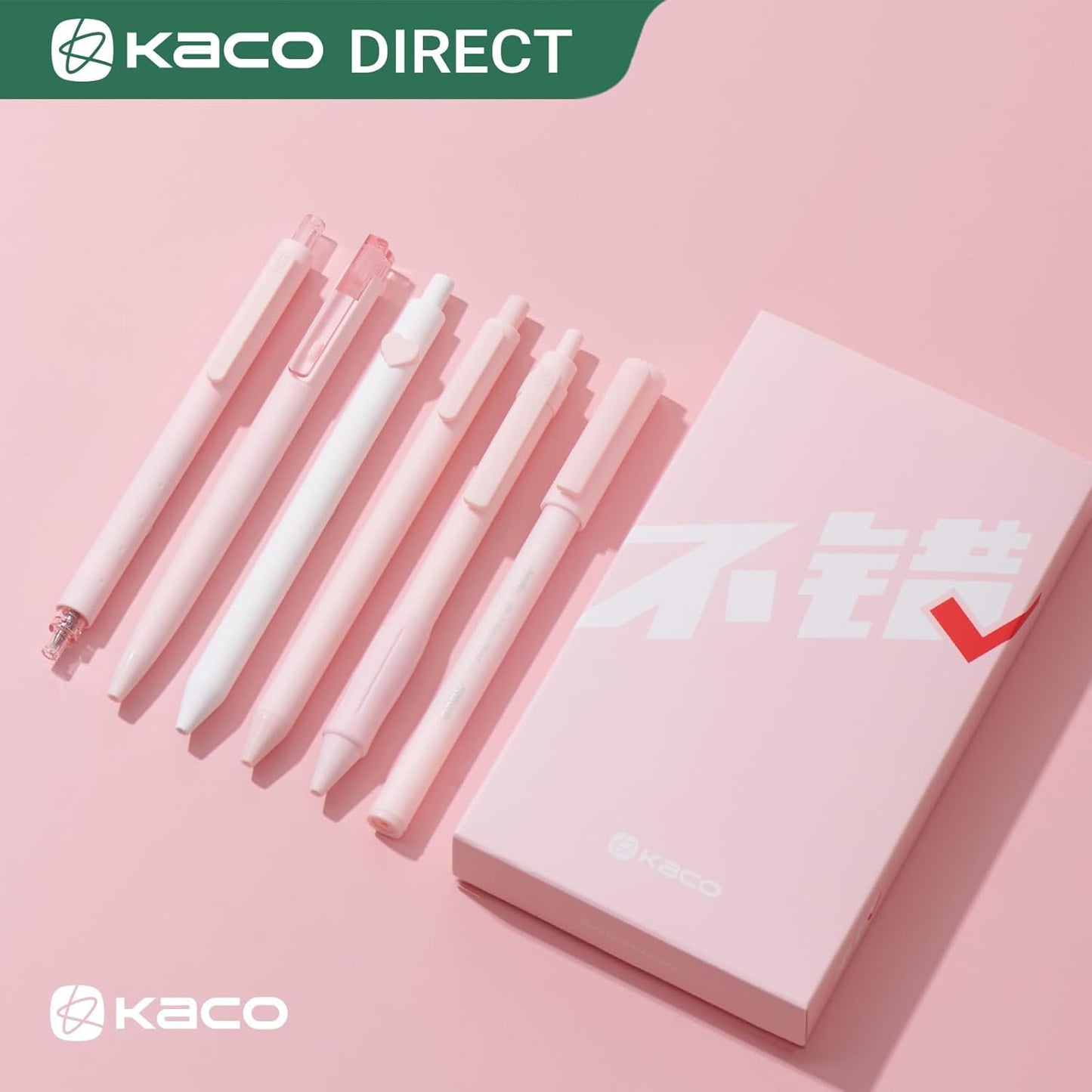 Kaco 6 Pieces Gel Pens Cute Stationery, Journaling Note Taking Pens, 0.5mm Fine Point, BUCUO (6 Pcs Pink - All Black Ink)